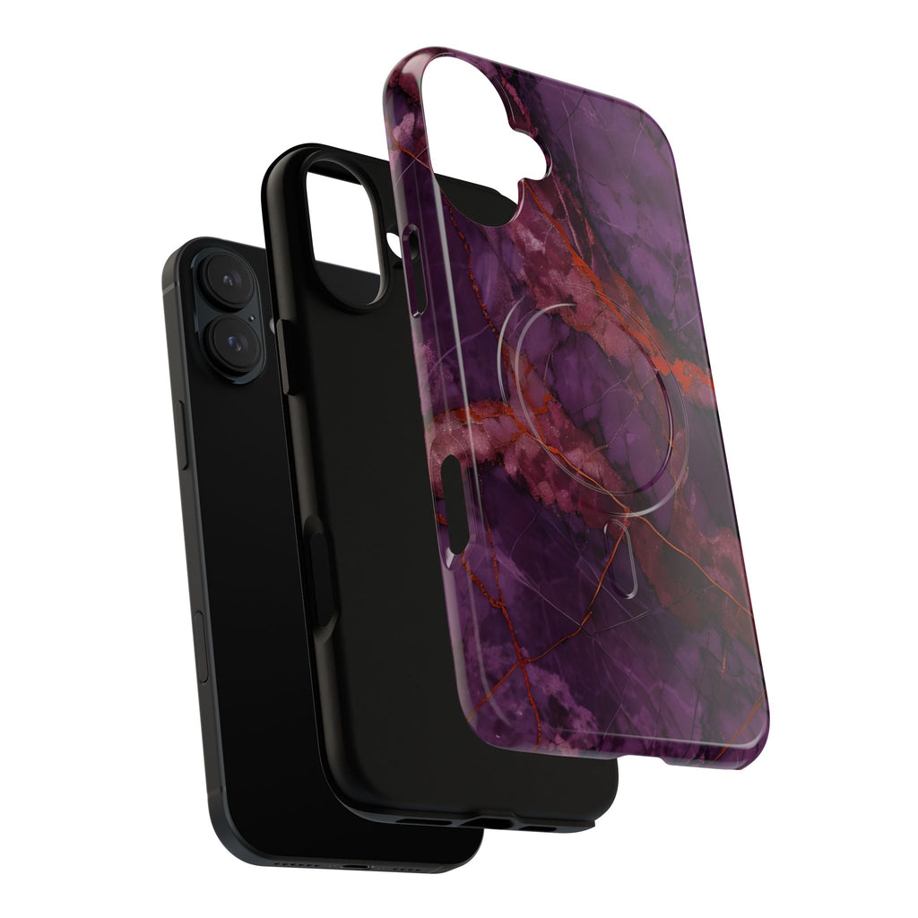 Amethyst Current - Kaleidoscope Collection Artistic Floral Burst - iPhone 16 Plus MagSafe Phone Case - Bold Purple Symmetrical Design