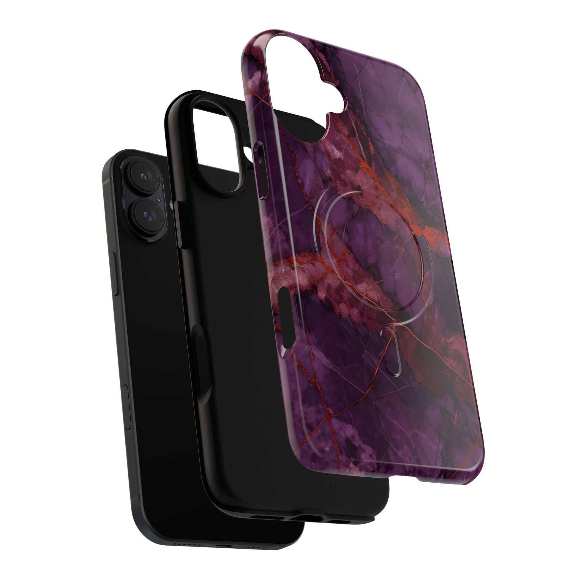 Amethyst Current - Kaleidoscope Collection Artistic Floral Burst - iPhone 16 Plus MagSafe Phone Case - Bold Purple Symmetrical Design