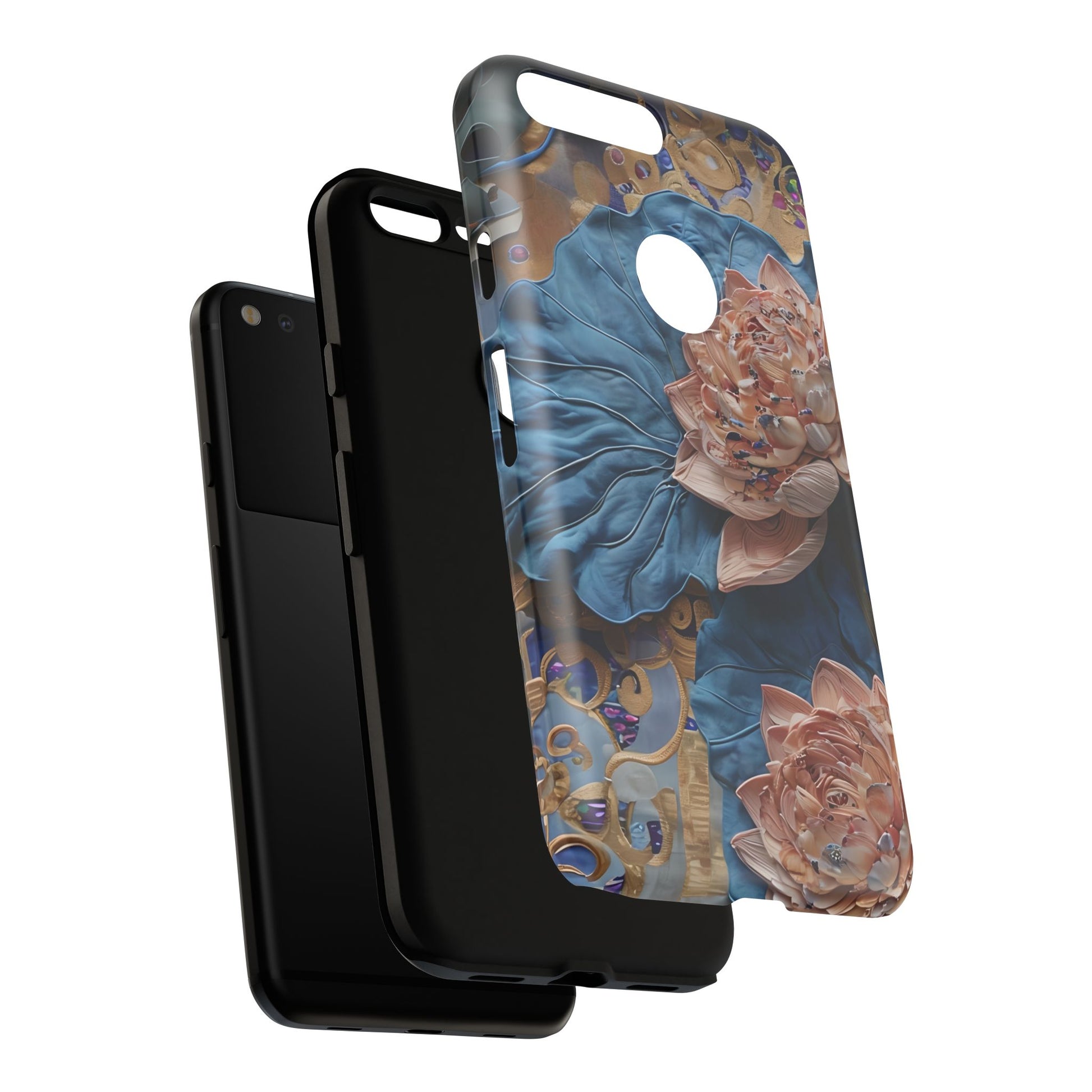 Peony Midnight Tapestry - Google Pixel XL - Elegant Blue & Blush Artful Phone Cover