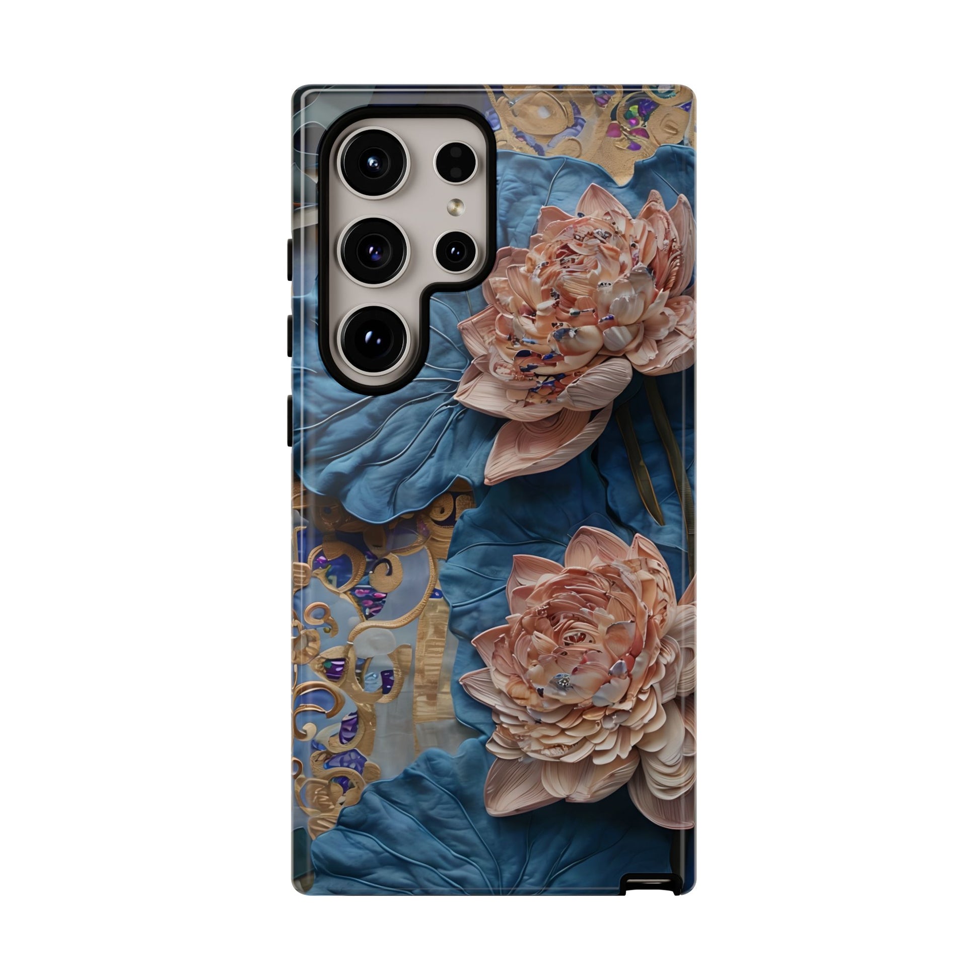 Peony Midnight Tapestry - Samsung Galaxy S24 Ultra - Elegant Blue & Blush Artful Phone Cover