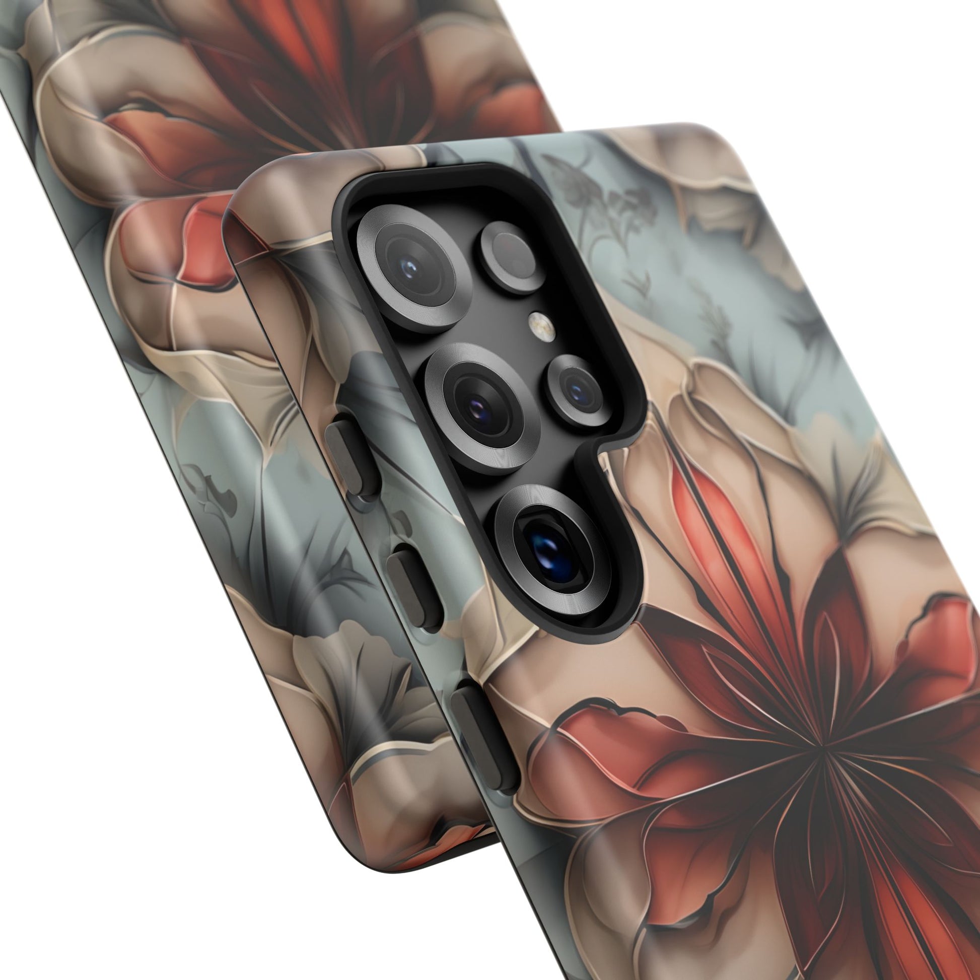 Ember Bloom - Kaleidoscope Collection Artistic Floral - Samsung Galaxy S25 Ultra Tough Phone Case - Fiery Symmetrical Design