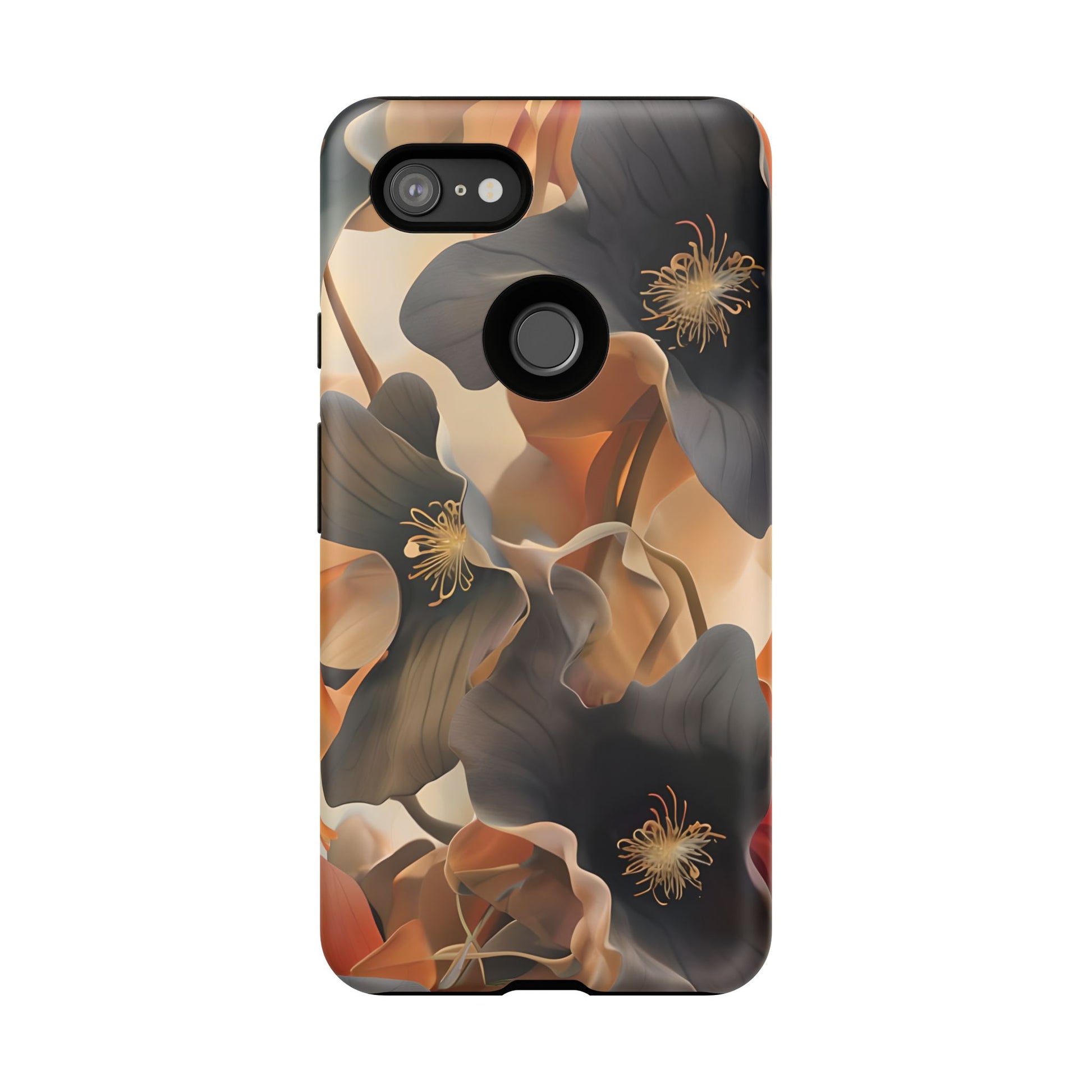 Autumn Ember - Moody Floral Art Google Pixel 3XL Tough Phone Case - Warm Earthy Botanical Design