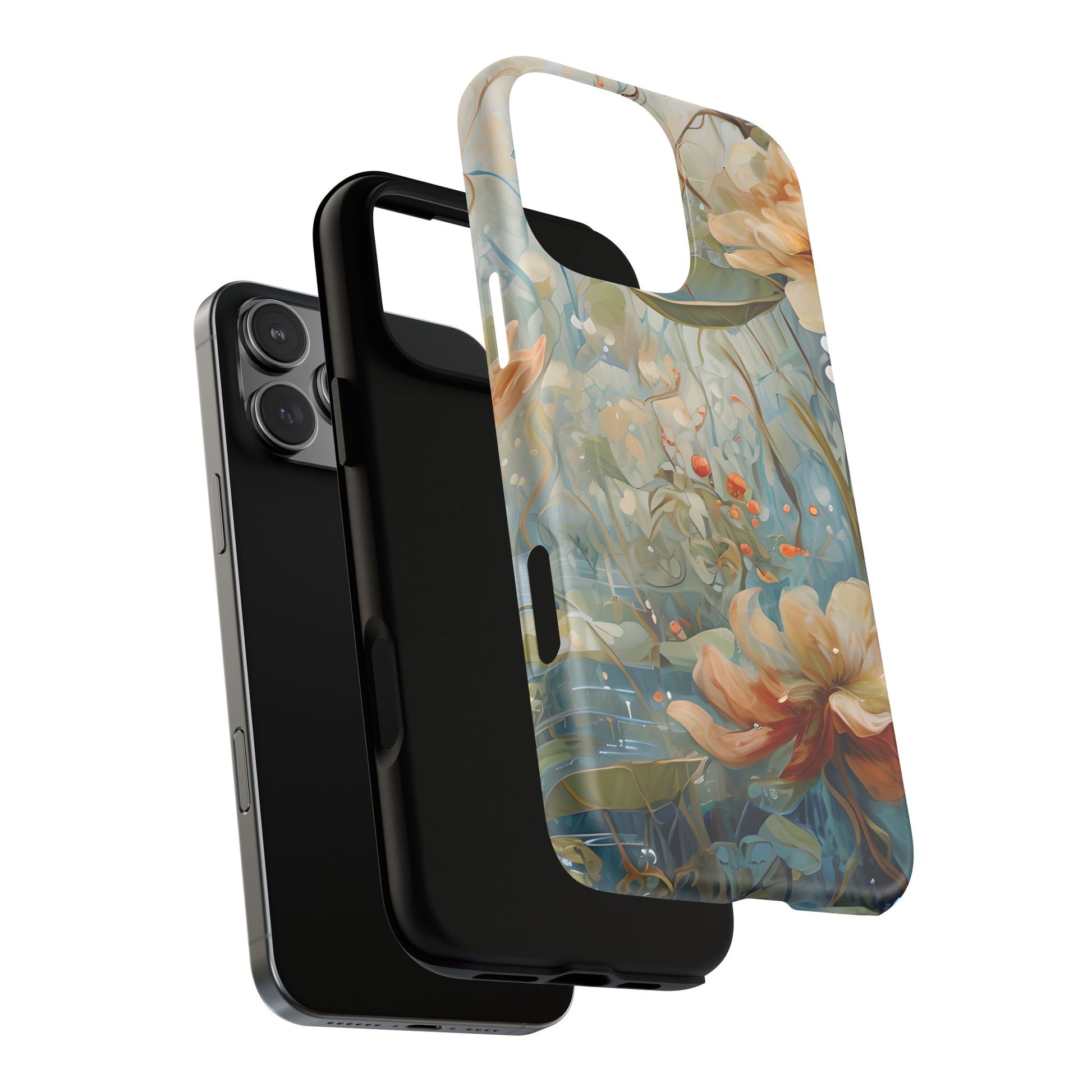 Waterlily Dreamscape - Artistic Floral iPhone 16 Pro Max MagSafe Phone Case -Waterlily & Lotus Design