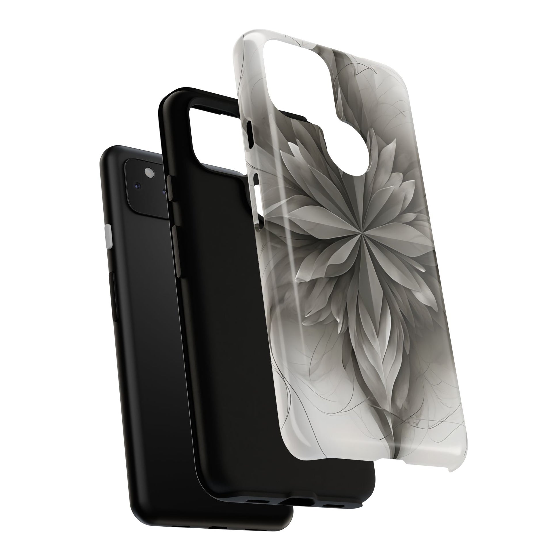 Silver Lotus - Elegant Monochrome Floral Google Pixel 4a 5G Tough Phone Case - Modern Lotus Design