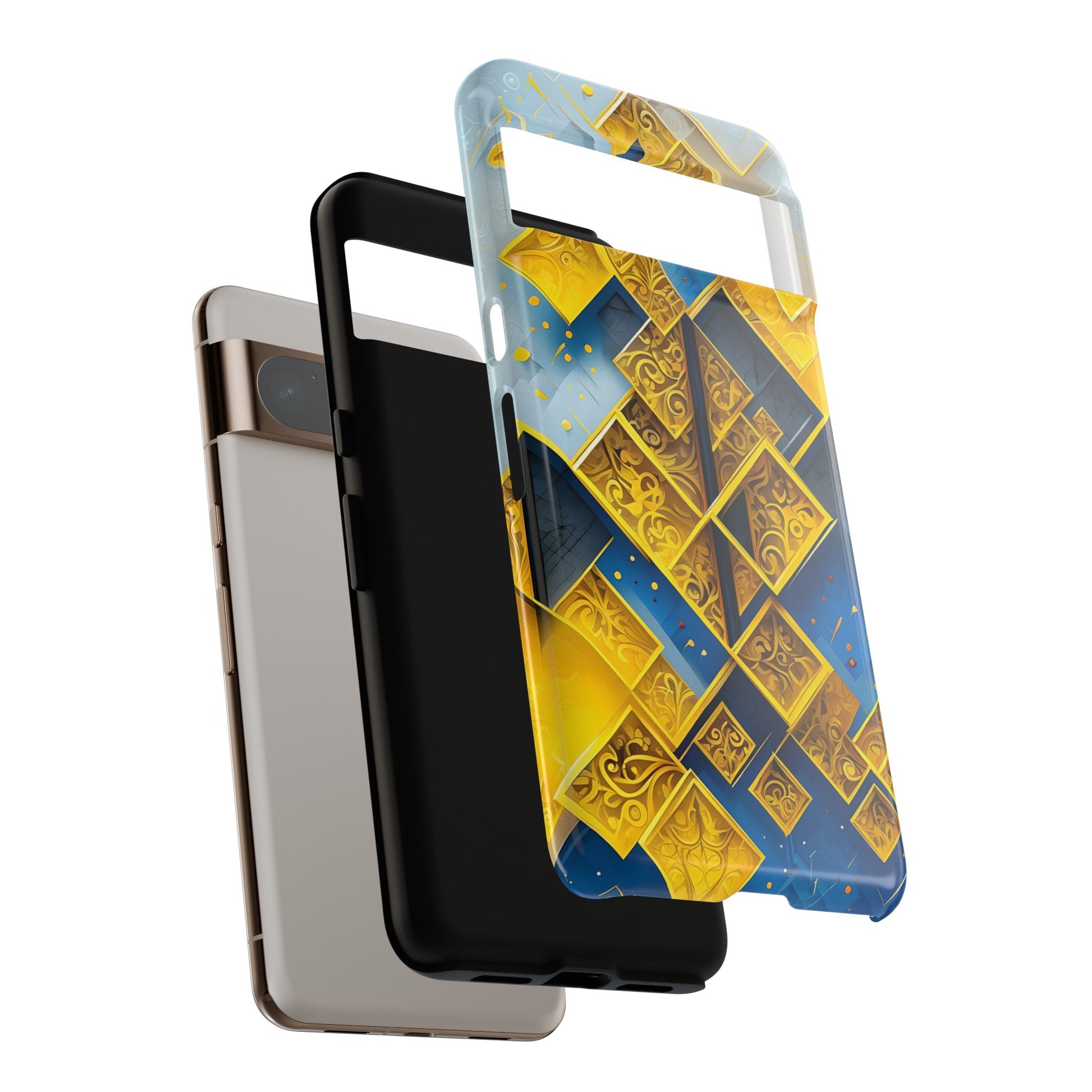 Golden Ascent Luxe Geometric Google Pixel 8 Pro Tough Case - Elegant Abstract Gold Design