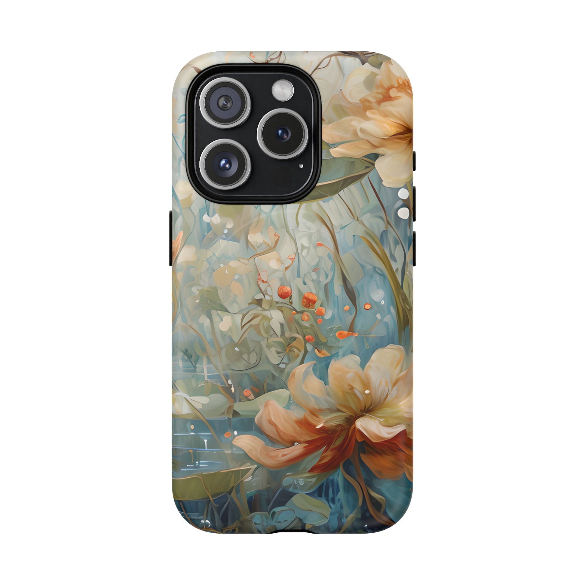 Waterlily Dreamscape - Artistic Floral iPhone 15 Pro MagSafe Phone Case -Waterlily & Lotus Design