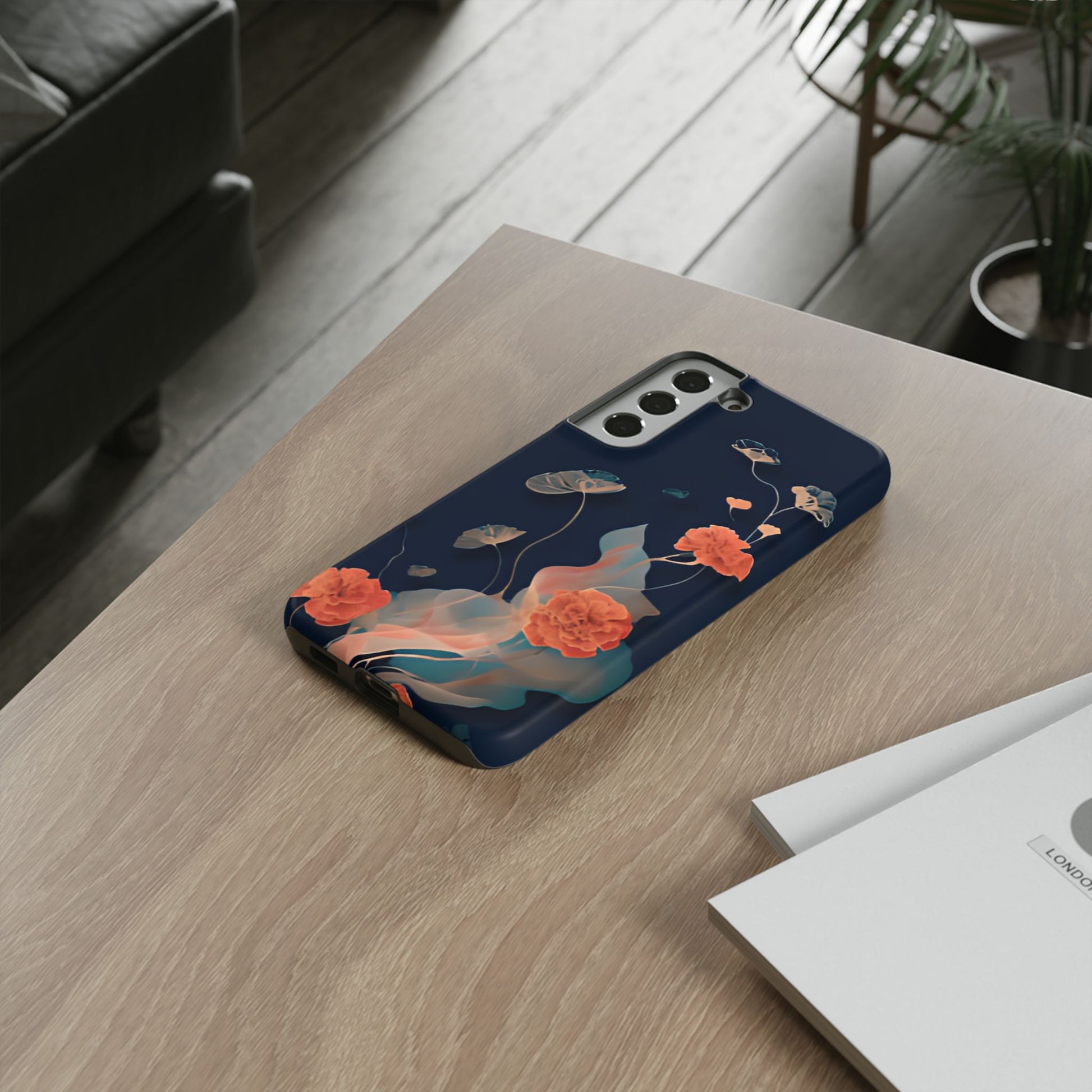 Lotus Reverie - Elegant Artistic Floral Samsung Galaxy S22 Plus Tough Phone Case - Painterly Lotus Blossom Design