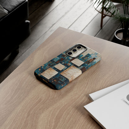 Architectural Drift Samsung Galaxy Case - Modern Geometric Teal & Parchment Design