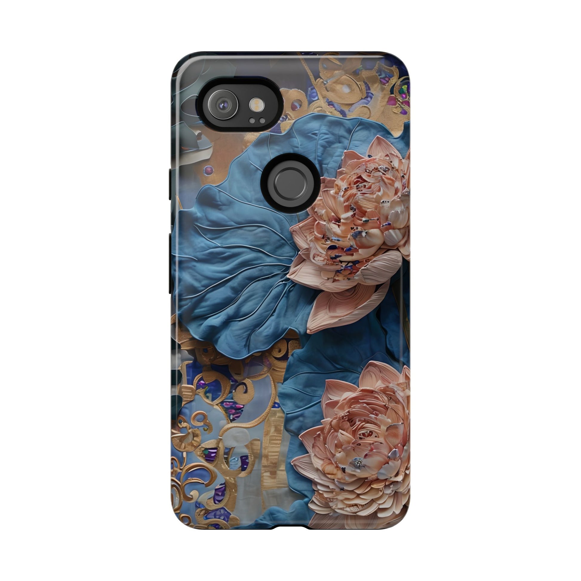 Peony Midnight Tapestry - Google Pixel 2XL - Elegant Blue & Blush Artful Phone Cover
