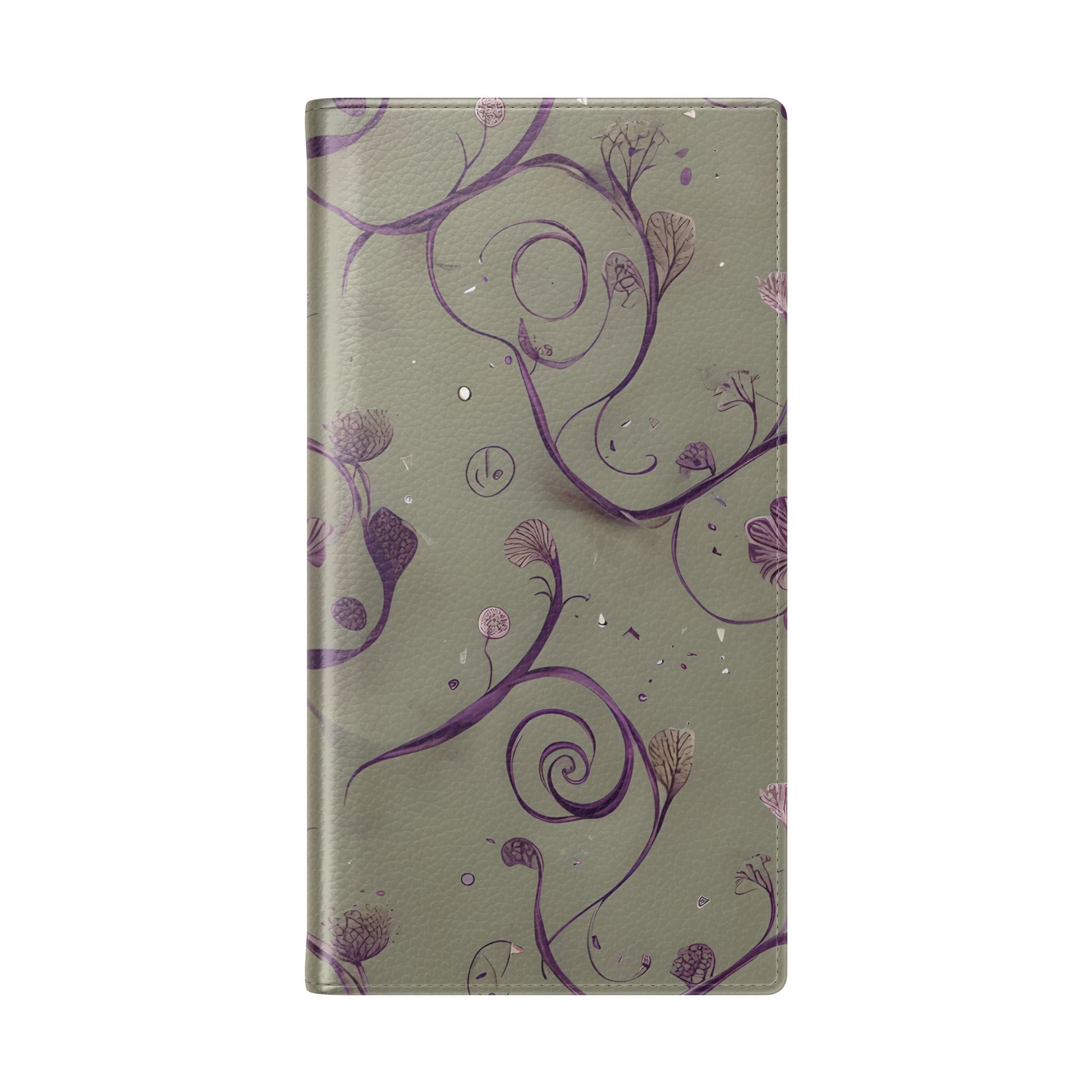 Twilight Thistle Bloom Wallet Phone Case - Elegant Purple Floral Vine Flip Cover for Samsung Galaxy S23 Ultra