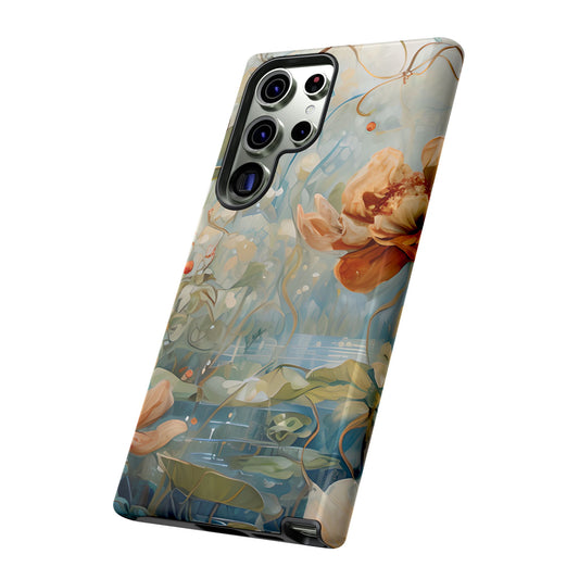 Waterlily Dreamscape water lily pond artwork Samsung Galaxy phone case angled view