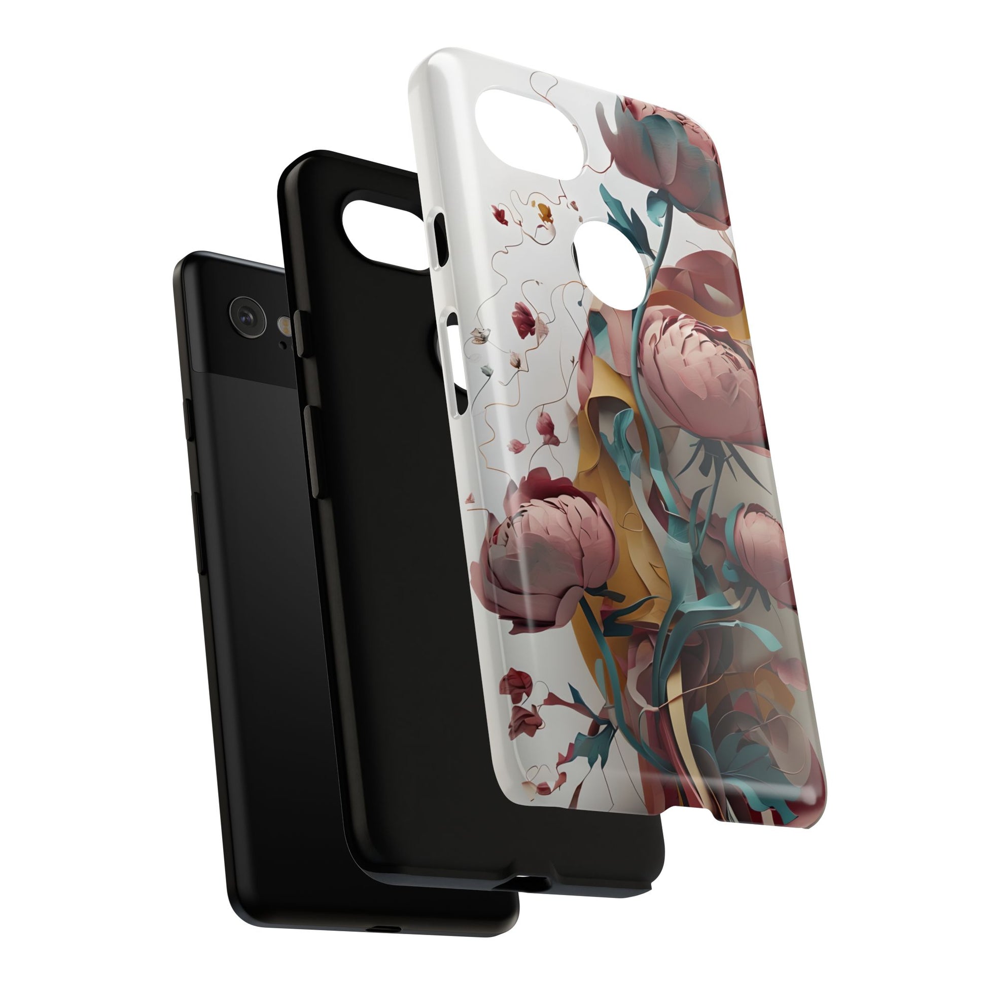 Blushing Peony Veil - Elegant Painterly Floral Google Pixel 2XL Tough Phone Case - Soft Blush & Teal Peony Design