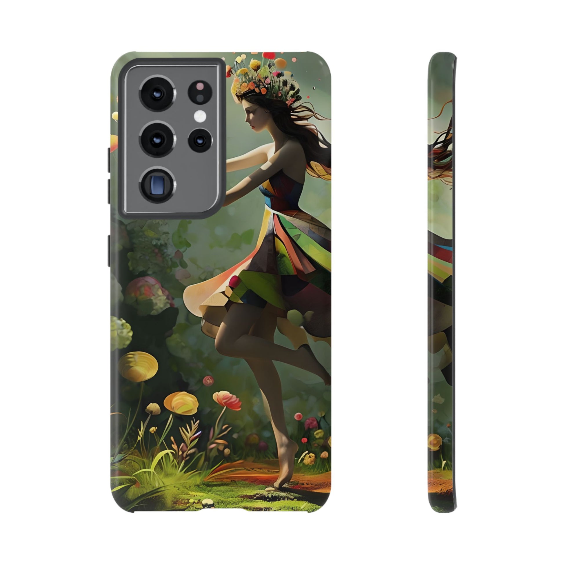 Dancing Wildflower Muse Samsung Galaxy S21 Ultra Tough Case - Artistic Floral Fantasy Cover - Whimsical Nature-Inspired Protective Accessory