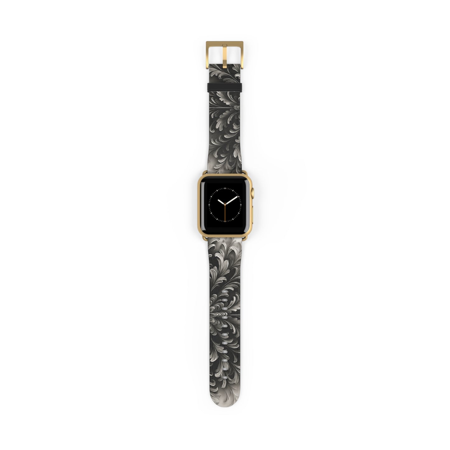 Obsidian Bloom Designer Apple Watch Band - Premium Custom Strap for Series 1-9, SE & Ultra - Artistic Vegan Leather
