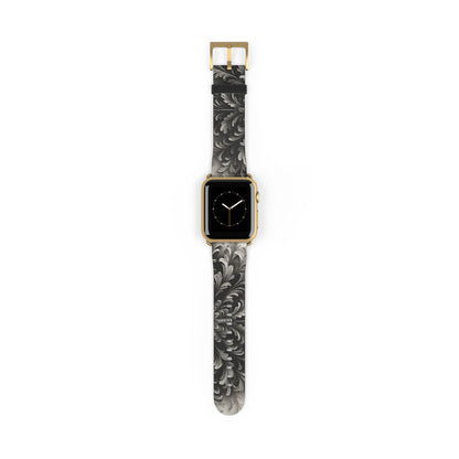 Obsidian Bloom Designer Apple Watch Band - Premium Custom Strap for Series 1-9, SE & Ultra - Artistic Vegan Leather