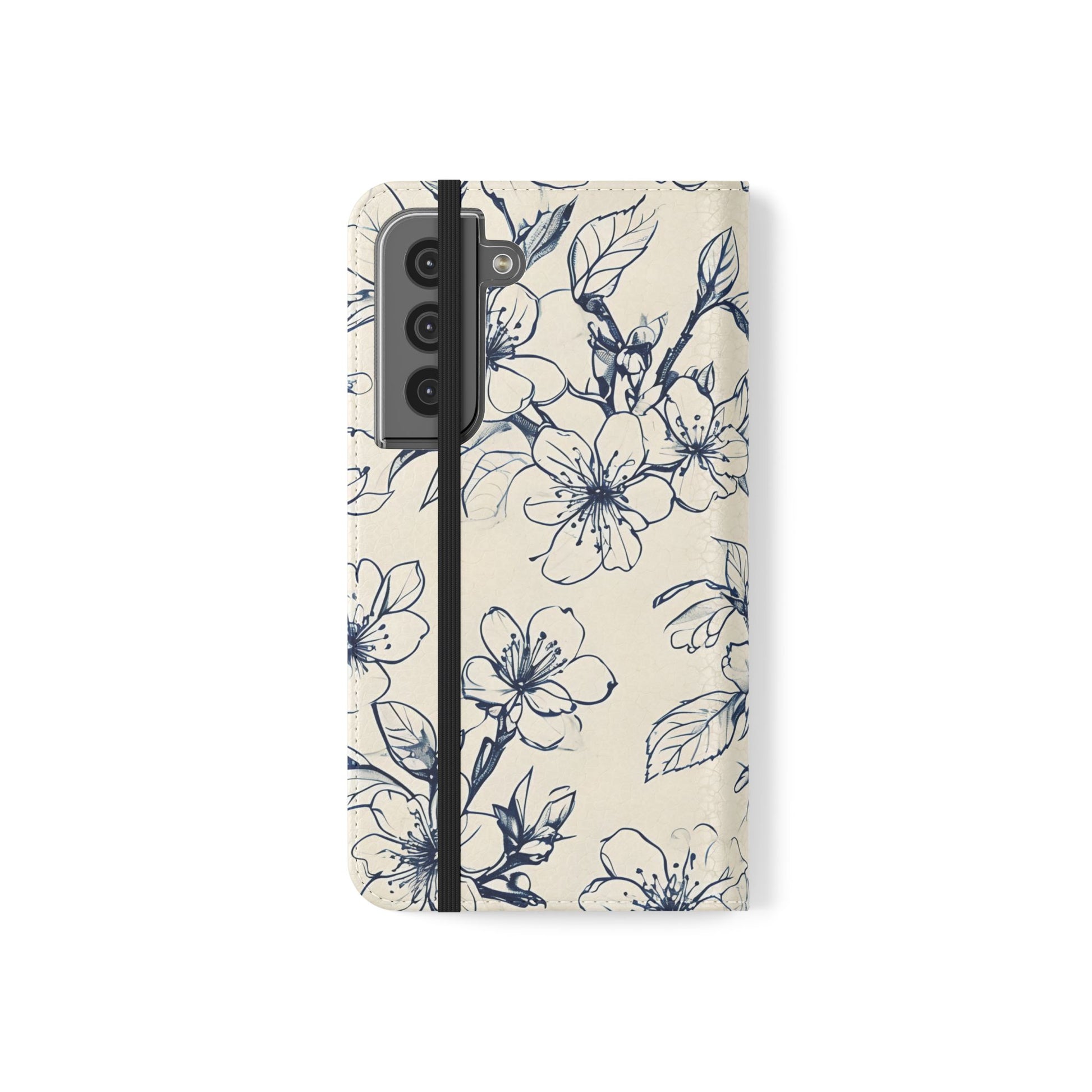 Blossom Sketch - Minimalist Floral Flip Phone Case for Samsung Galaxy S22