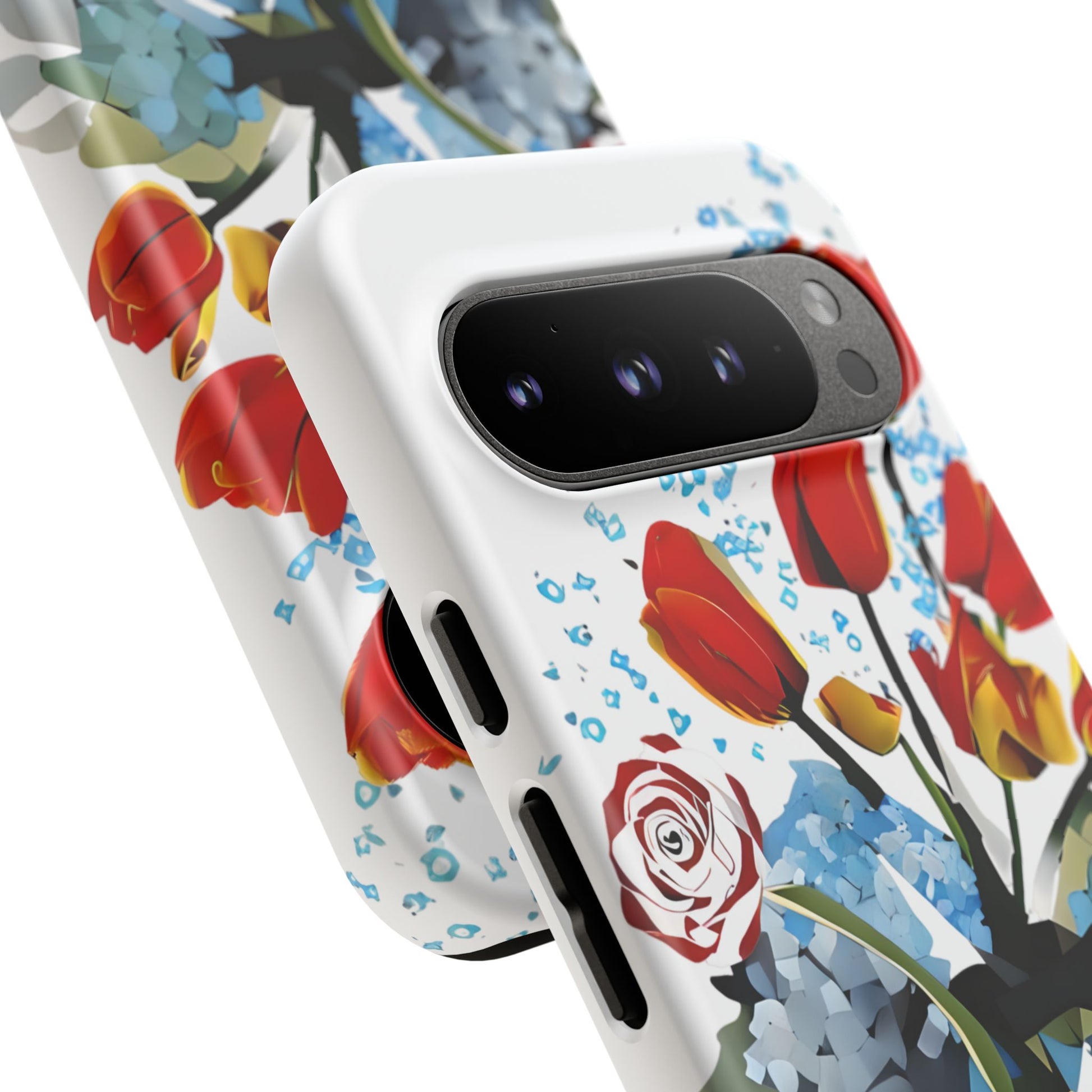 Bouquet Brilliance - Artistic Floral Google Pixel 9 Pro Tough Phone Case - Vibrant Tulip, Rose & Hydrangea Design
