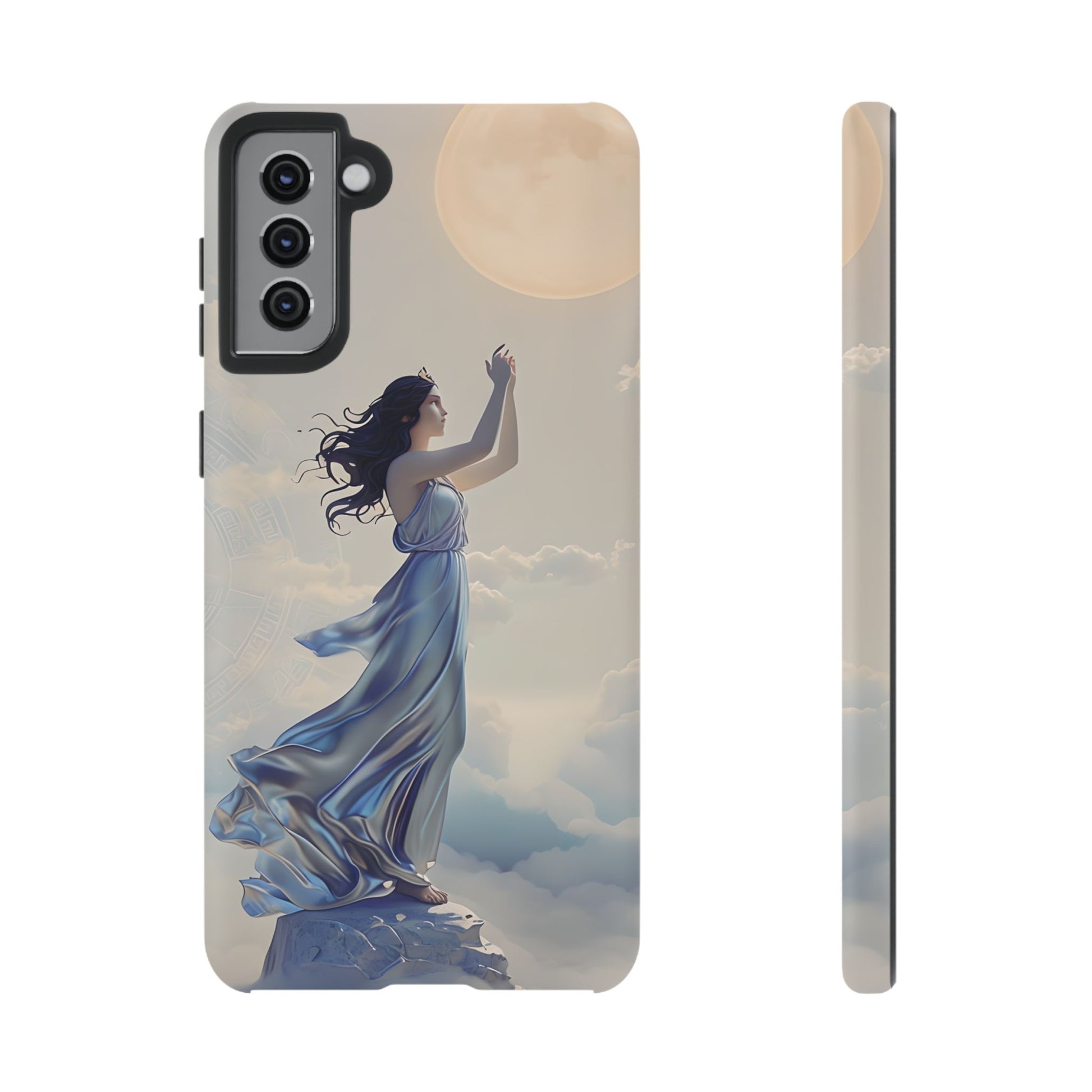 Moonlit Ascend - Ethereal Celestial Art Samsung Galaxy S21 Plus Tough Phone Case - Dreamy Night Sky & Floating Woman Design