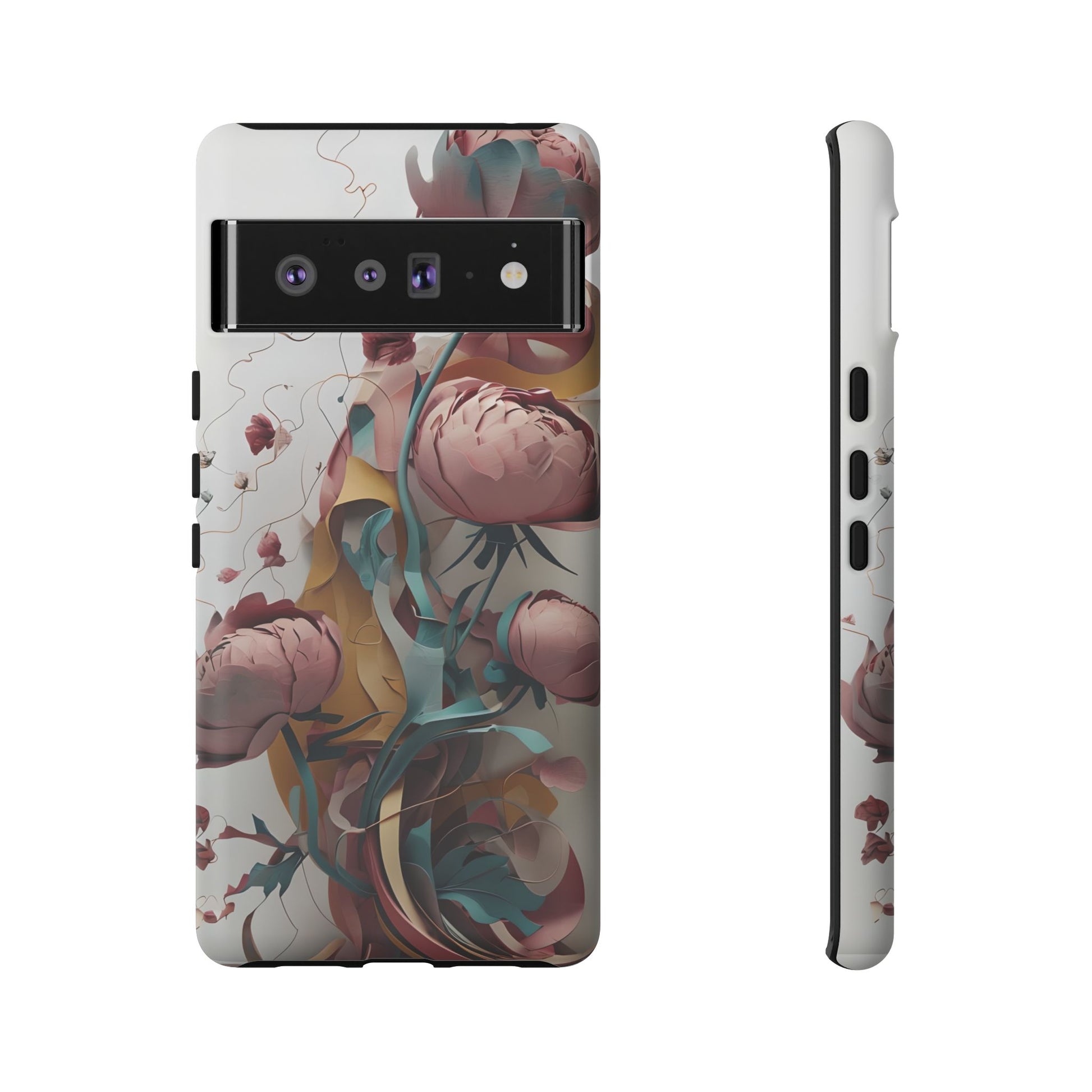 Blushing Peony Veil - Elegant Painterly Floral Google Pixel 6 Pro Tough Phone Case - Soft Blush & Teal Peony Design