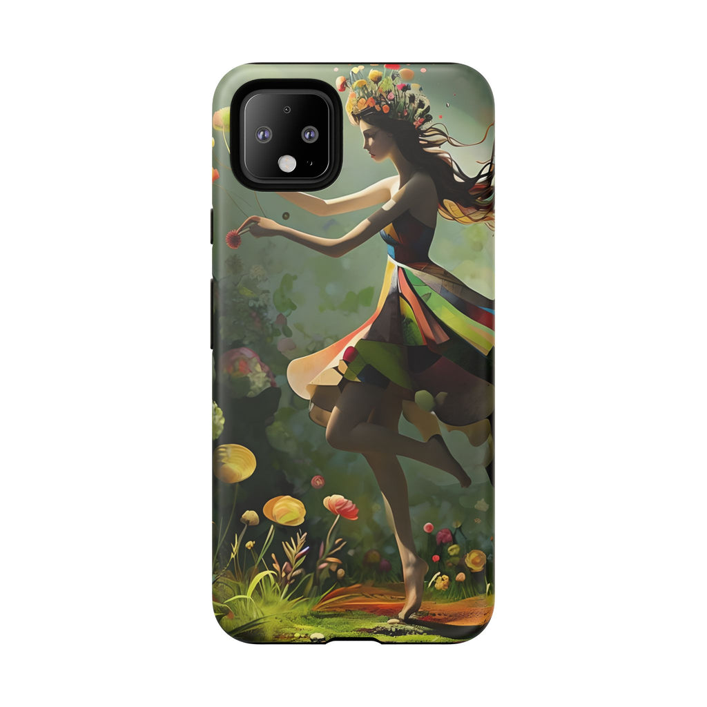 Dancing Wildflower Muse Google Pixel 4XL Tough Case - Artistic Floral Fantasy Cover - Whimsical Nature-Inspired Protective Accessory