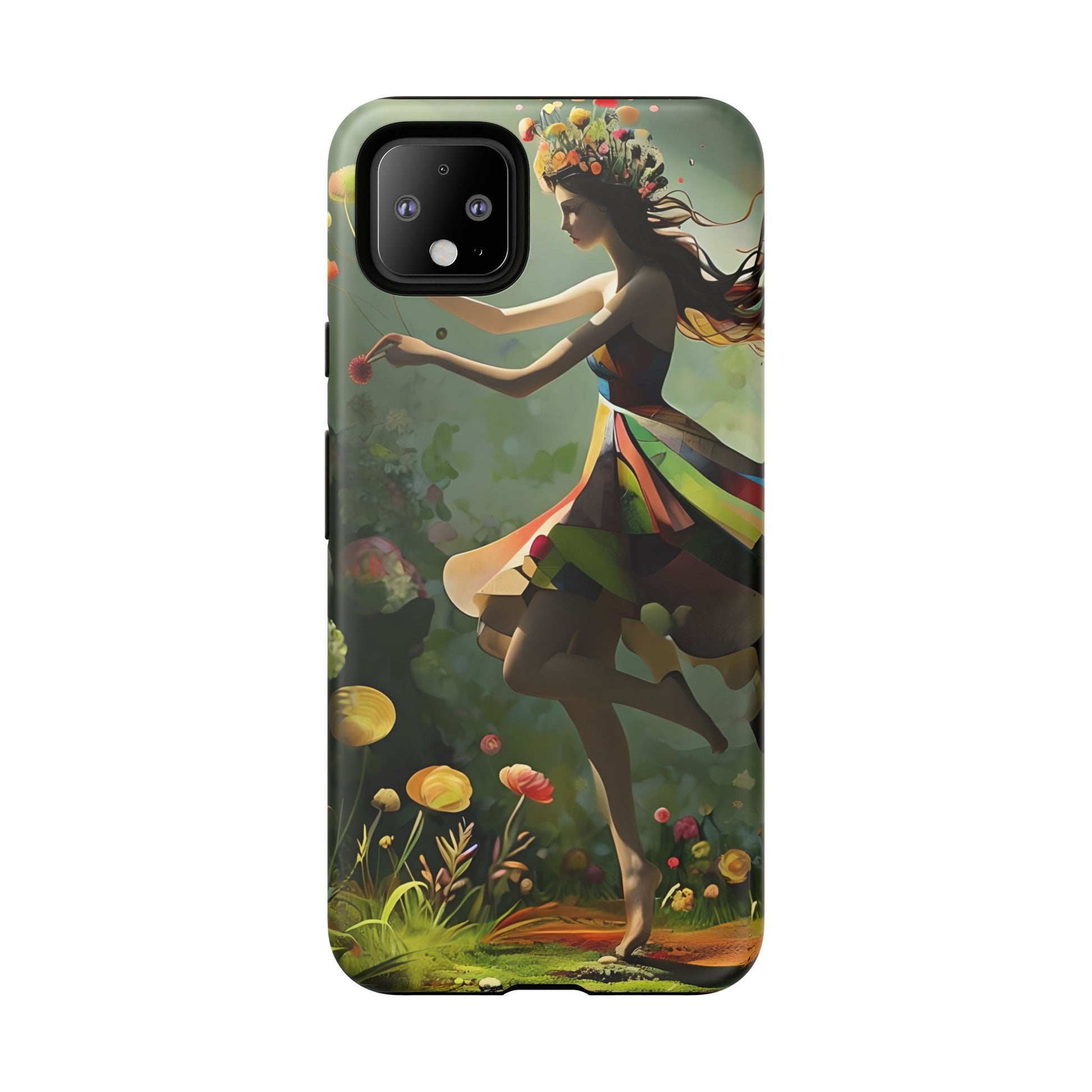 Dancing Wildflower Muse Google Pixel 4XL Tough Case - Artistic Floral Fantasy Cover - Whimsical Nature-Inspired Protective Accessory