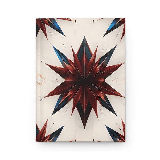 Garnet Starburst red white and blue hardcover journal with bold geometric starburst design