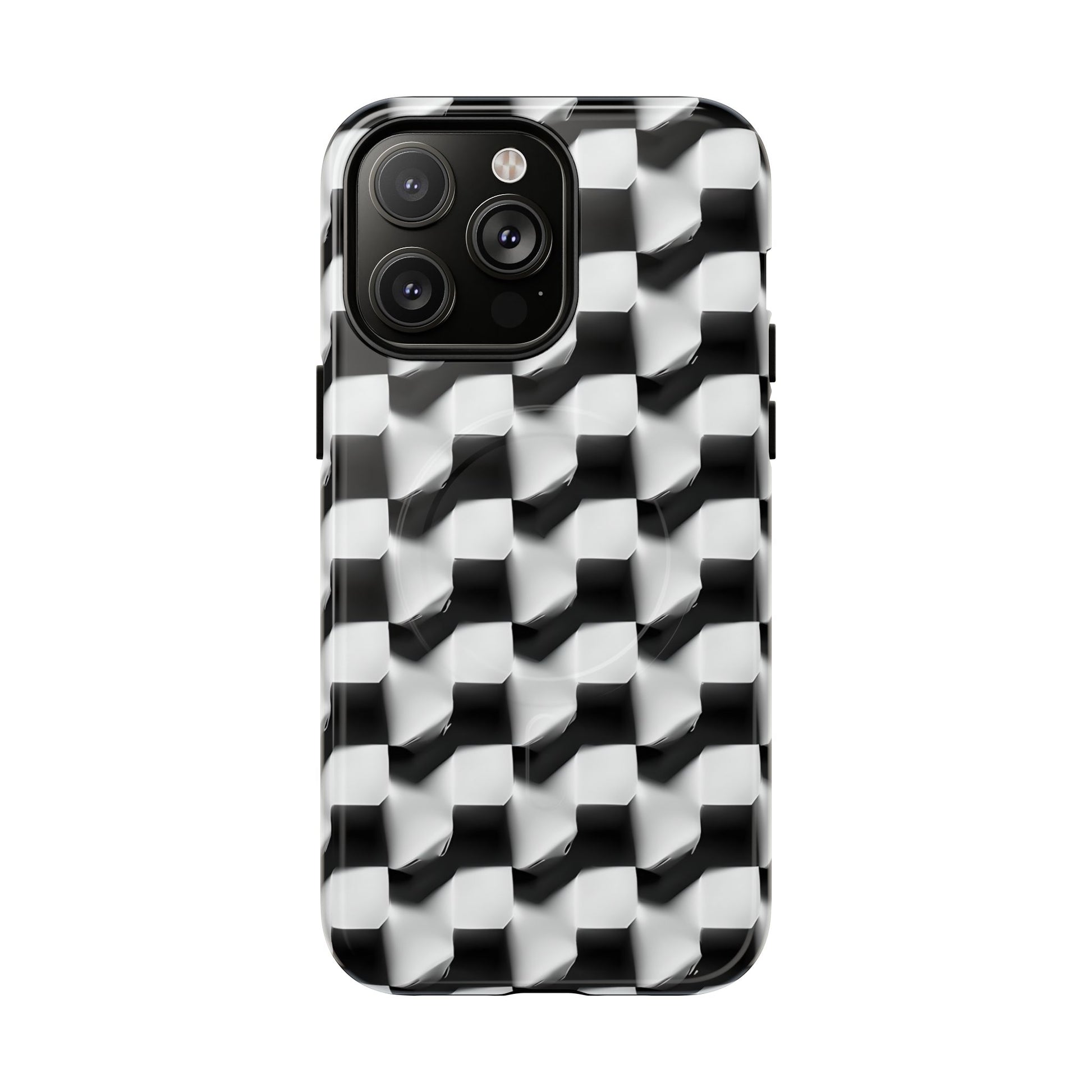 Monochrome Grid - iPhone 14 Pro Max MagSafe Phone Case - Bold, Modern Black & White Design