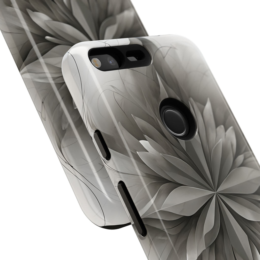 Silver Lotus - Elegant Monochrome Floral Google Pixel XL Tough Phone Case - Modern Lotus Design