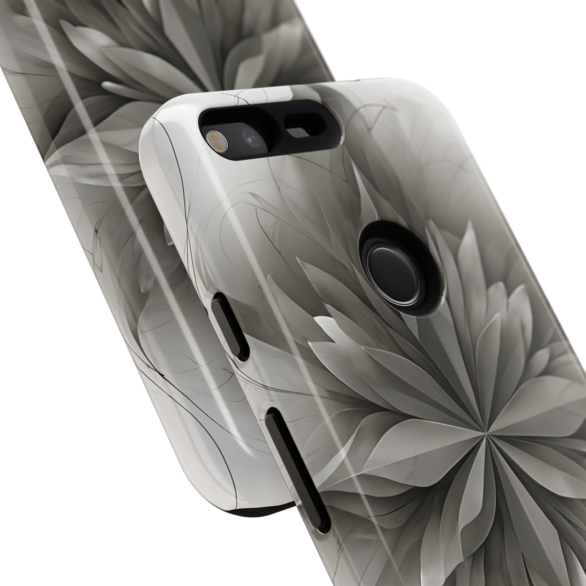 Silver Lotus - Elegant Monochrome Floral Google Pixel XL Tough Phone Case - Modern Lotus Design