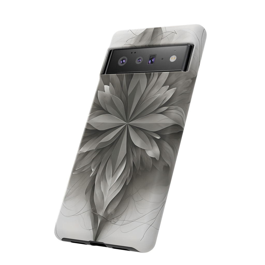 Silver Lotus - Elegant Monochrome Floral Google Pixel 6 Pro Tough Phone Case - Modern Lotus Design