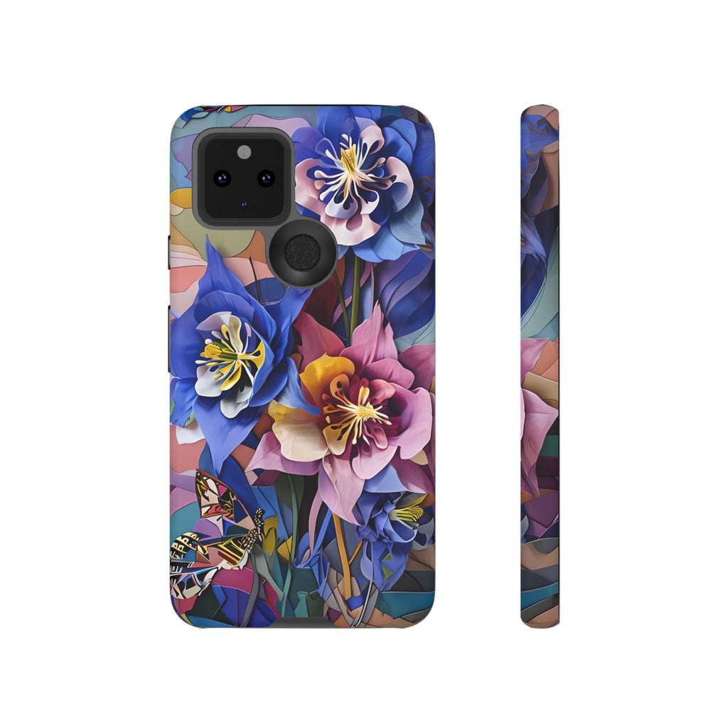 Blue Columbine Carnivale - Artistic Floral & Butterfly Google Pixel 5 5G Tough Phone Case - Vibrant Botanical Design