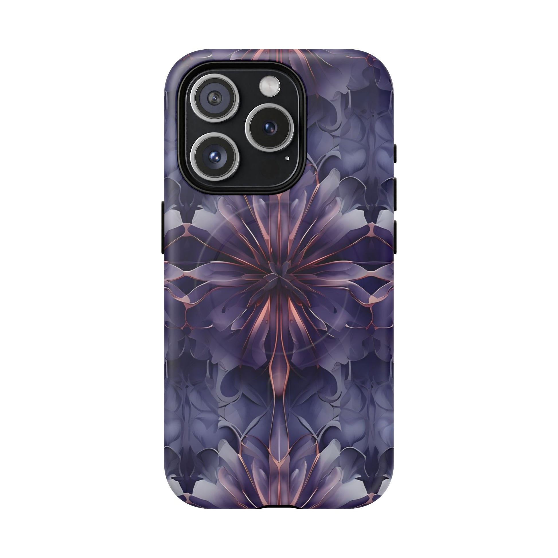 Twilight Tapestry - iPhone 15 Pro MagSafe Phone Case - Purple Kaleidoscope Design