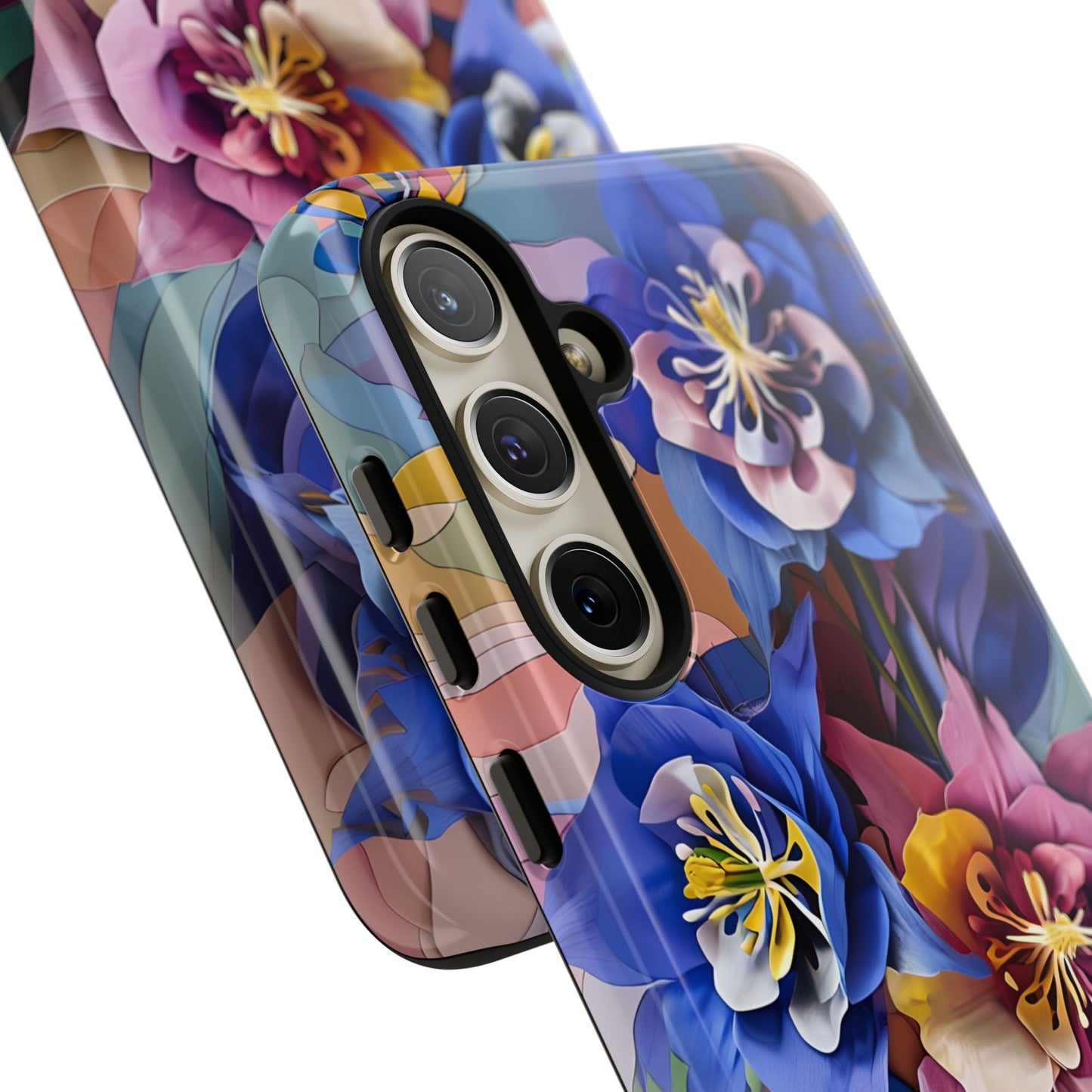 Blue Columbine Carnivale - Artistic Floral & Butterfly Samsung Ultra Tough Phone Case - Vibrant Botanical Design