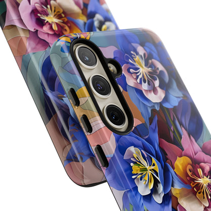 Blue Columbine Carnivale - Artistic Floral & Butterfly Samsung Ultra Tough Phone Case - Vibrant Botanical Design