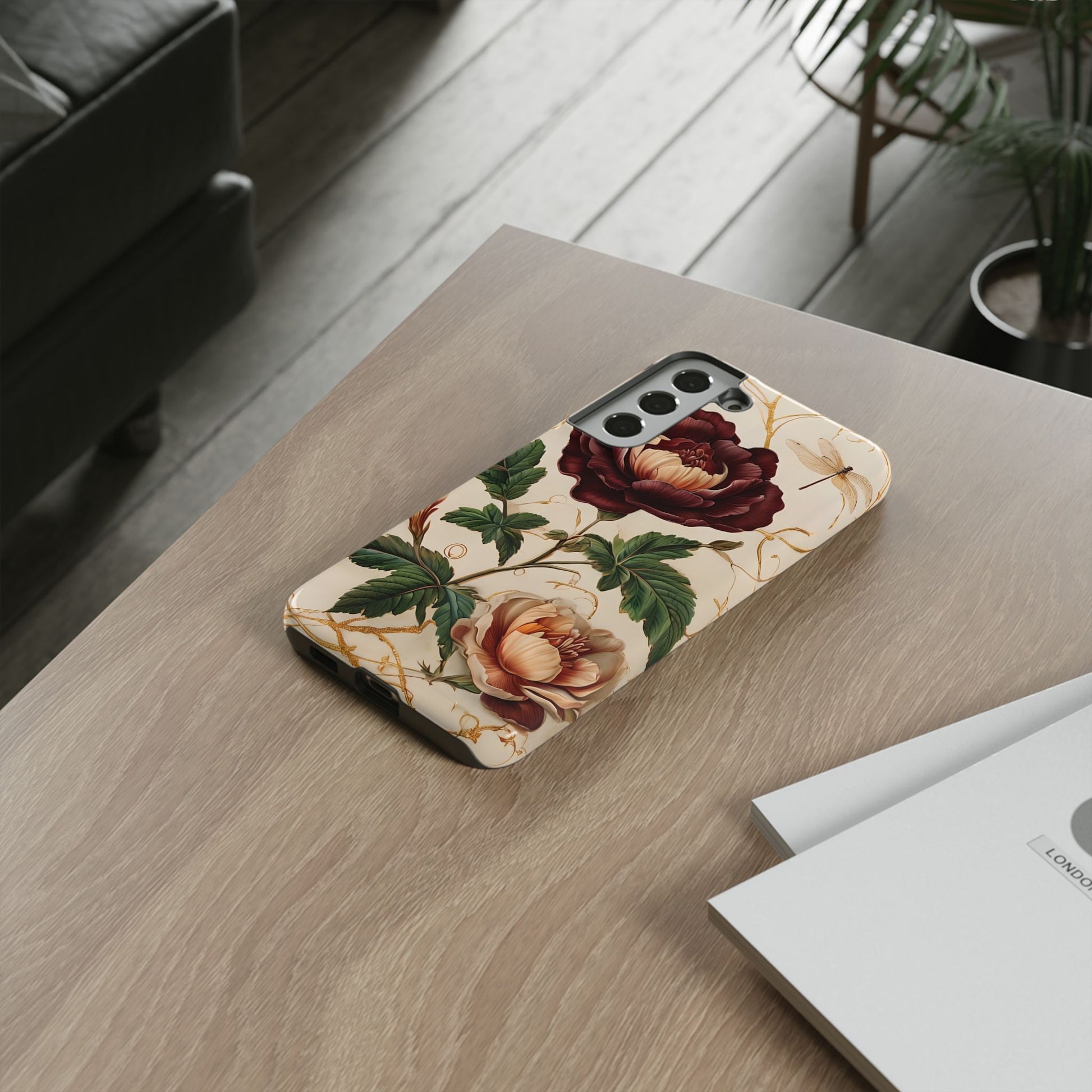 Vintage Burgundy Rose - Elegant Floral Samsung Galaxy S22 Plus Phone Case - Classic Painterly Rose Design