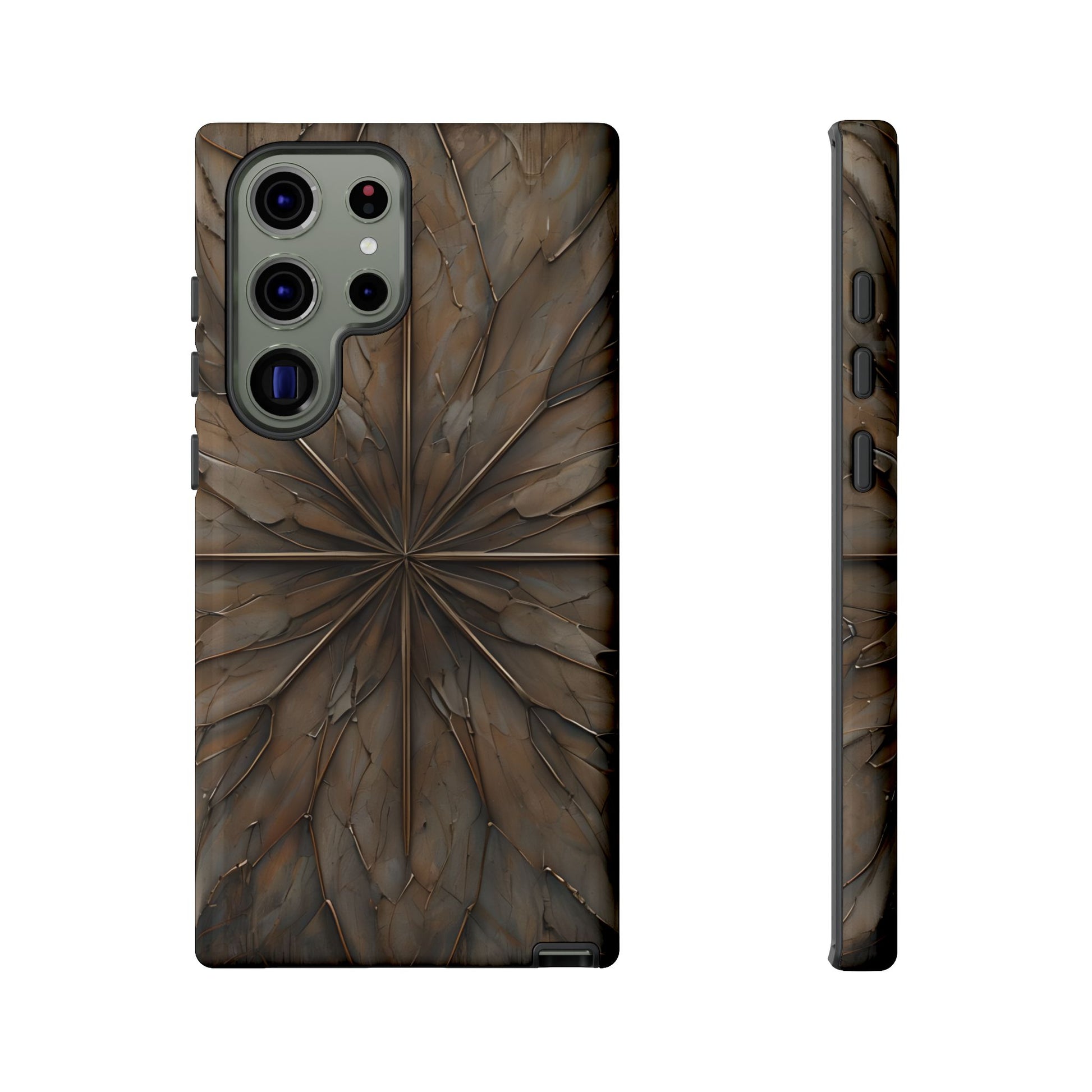 Earthstone Mandala - Kaleidoscope Collection Artistic Taupe Burst - Samsung Galaxy S23 Ultra Tough Phone Case