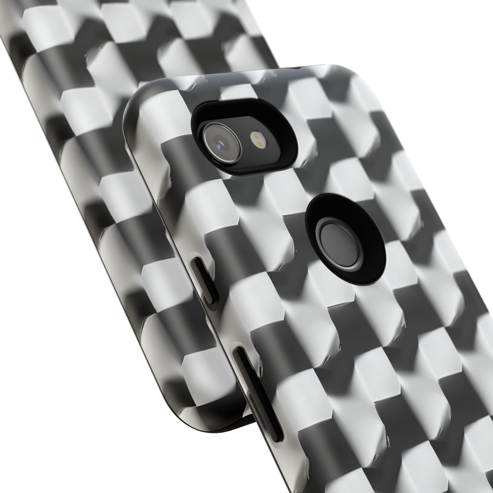 Monochrome Grid Tough Case for Google Pixel 3a - Classic Checkerboard, Black & White, Minimalist Trend