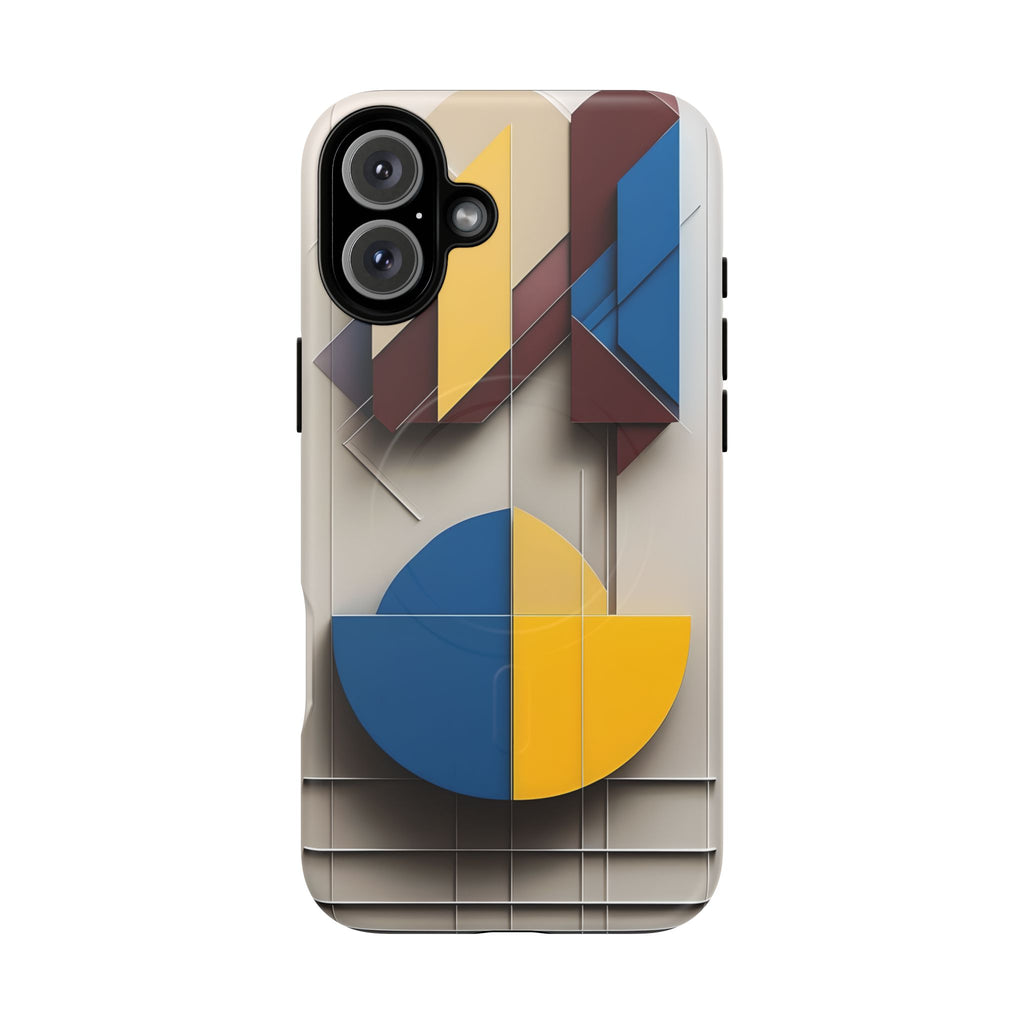 Chromatic Construct iPhone 16 Plus MagSafe Phone Case -Modern Geometrical Design, Primary Colors