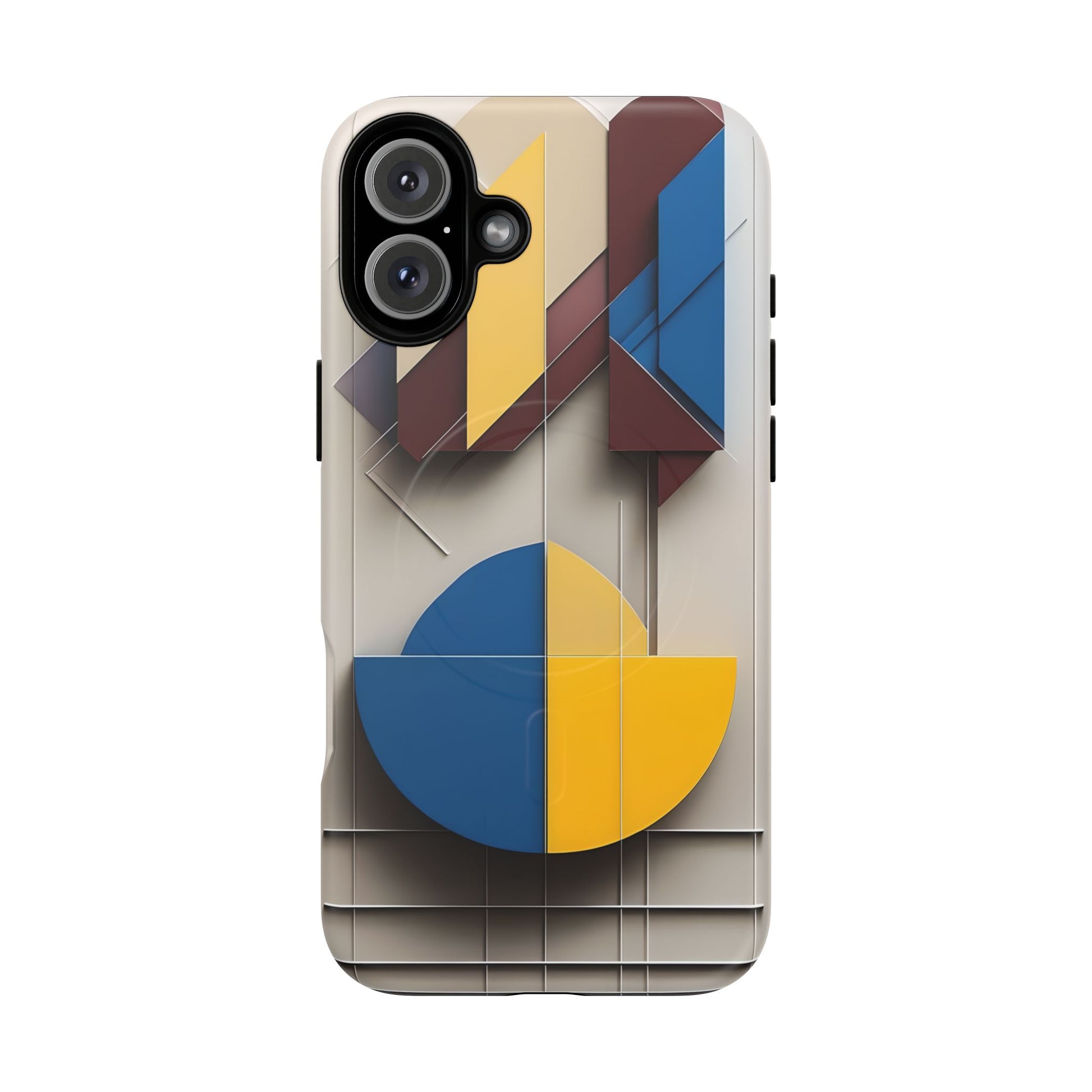 Chromatic Construct iPhone 16 Plus MagSafe Phone Case -Modern Geometrical Design, Primary Colors