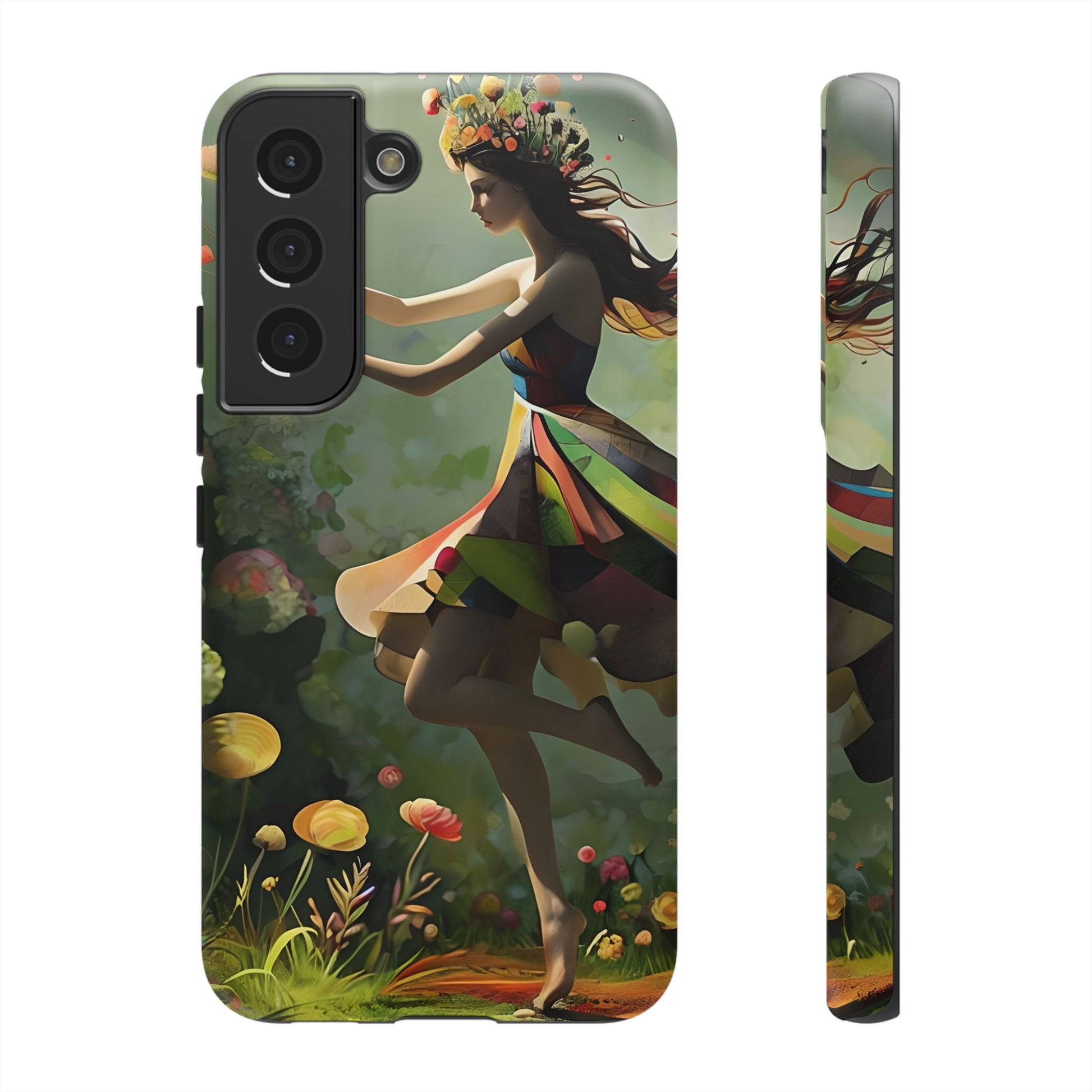 Dancing Wildflower Muse Samsung Galaxy S22 Tough Case - Artistic Floral Fantasy Cover - Whimsical Nature-Inspired Protective Accessory