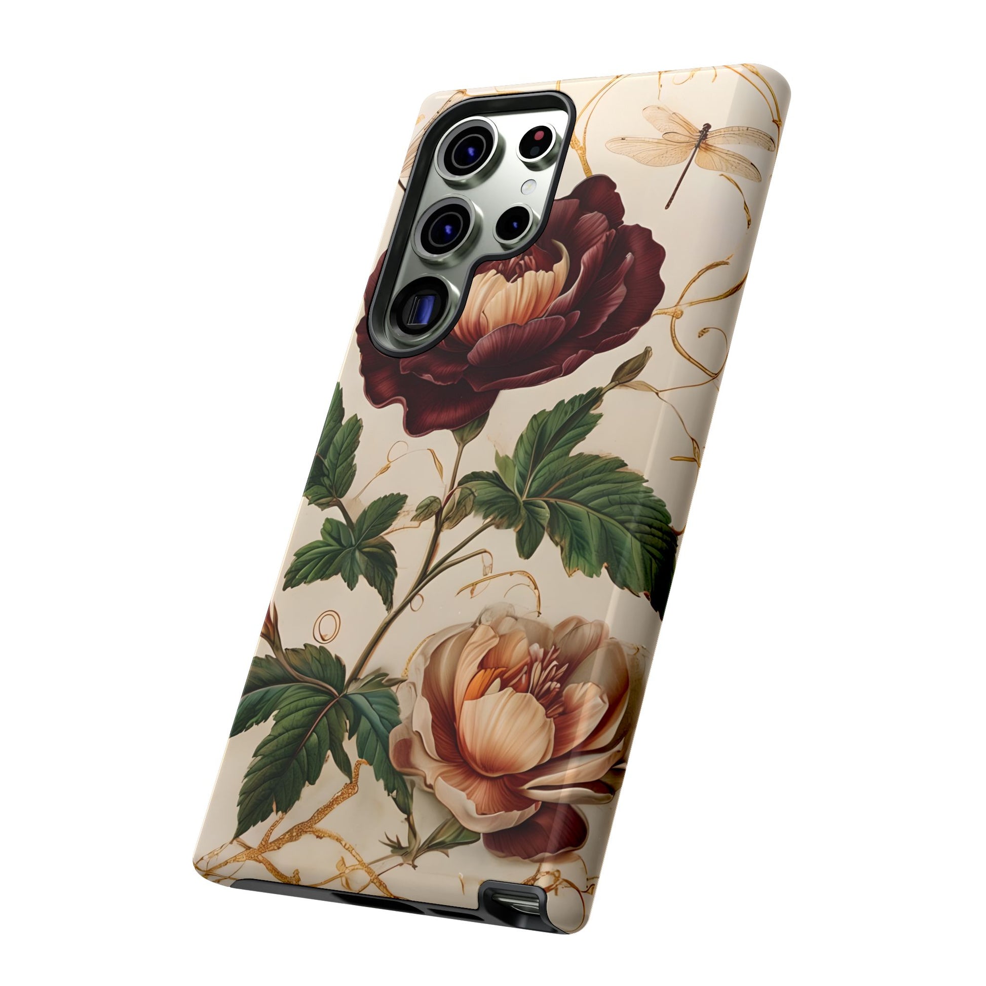 Vintage Burgundy Rose - Elegant Floral Samsung Galaxy S23 Ultra Phone Case - Classic Painterly Rose Design