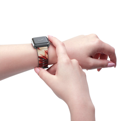 Ruby Compass Apple Watch band worn on wrist featuring ruby red geometric compass star design