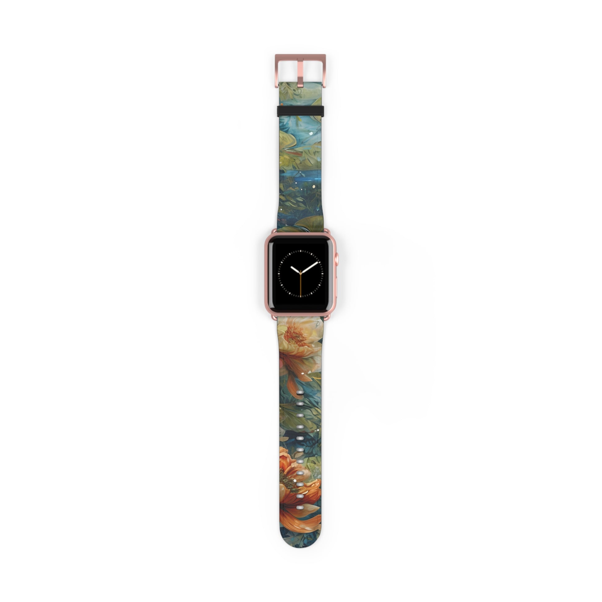 Waterlily Nocturne Apple Watch Band - Nature-Inspired Art Strap, Elegant Mountain Lake Design, Premium Gift for Outdoor Lovers