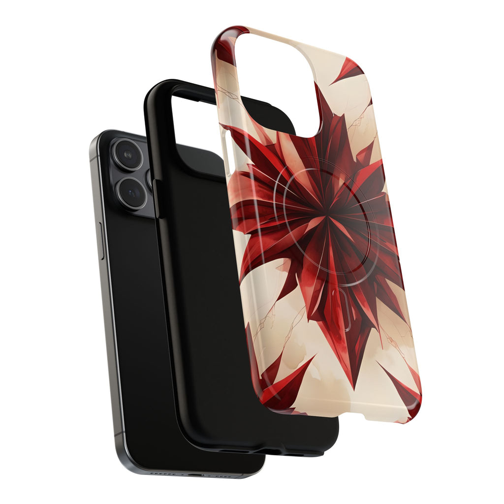 Ruby Compass iPhone 15 Pro Max MagSafe Phone Case - Bold Red Modern Design