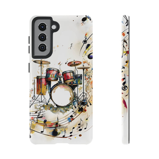Beatline Abstract Drums and Music Notes Tough Case for Samsung - Shockproof Phone Cover