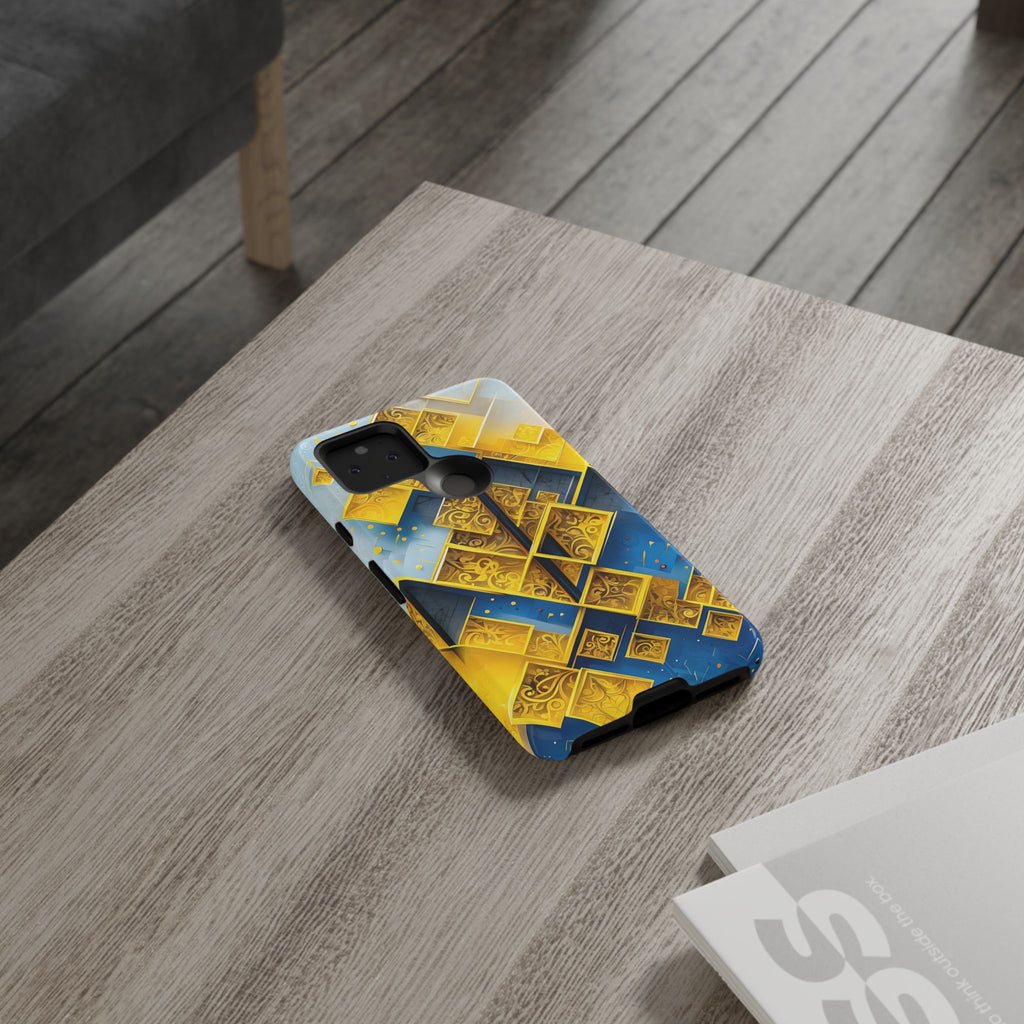 Golden Ascent Luxe Geometric Google Pixel 5 5G Tough Case - Elegant Abstract Gold Design