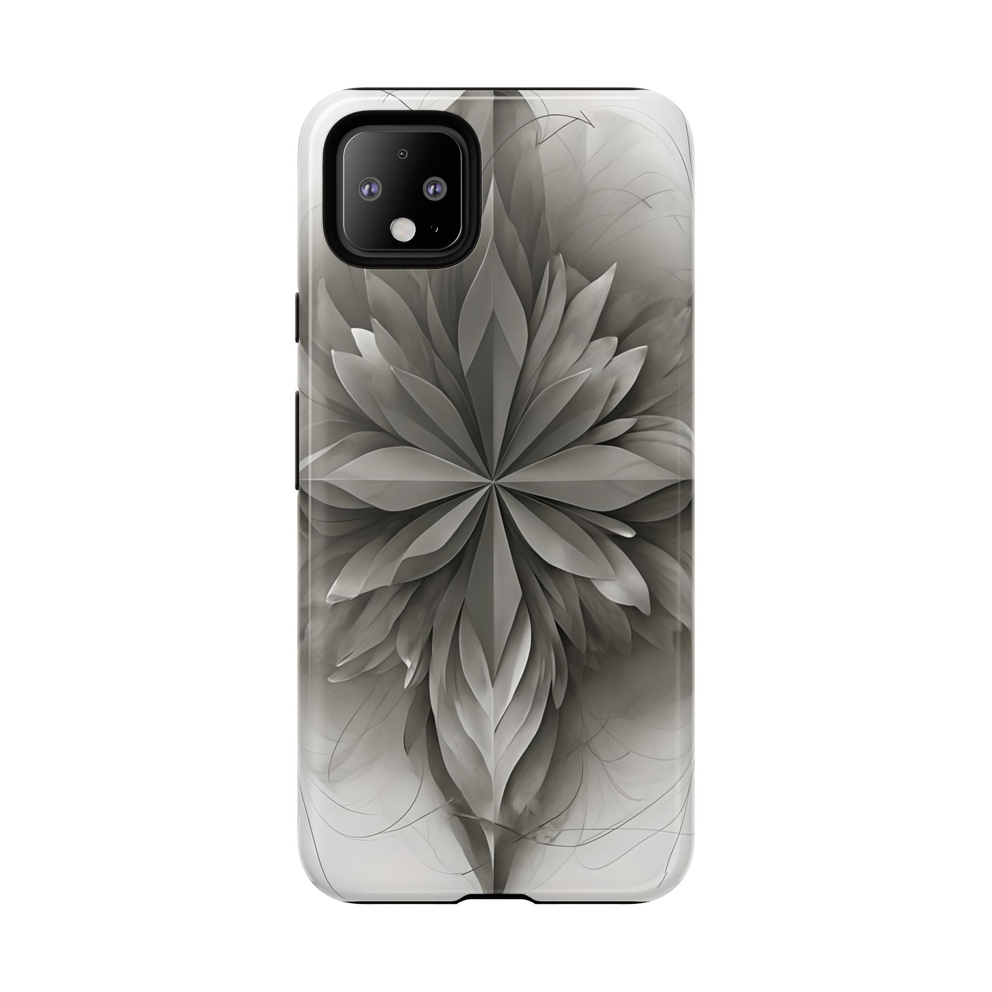 Silver Lotus - Elegant Monochrome Floral Google Pixel 4XL Tough Phone Case - Modern Lotus Design