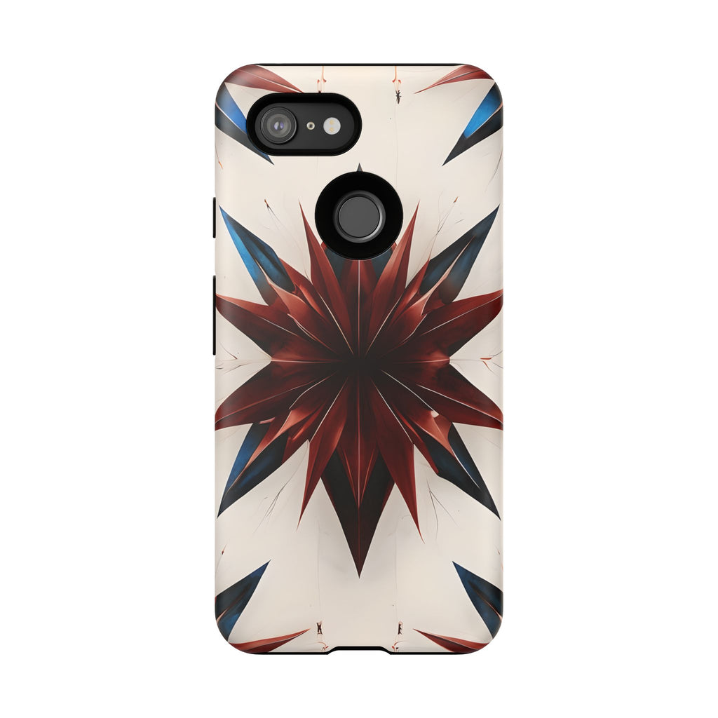 Garnet Starburst - Kaleidoscope Collection Gemstone Floral - Google Pixel 3 Tough Phone Case - Floral Burst Design
