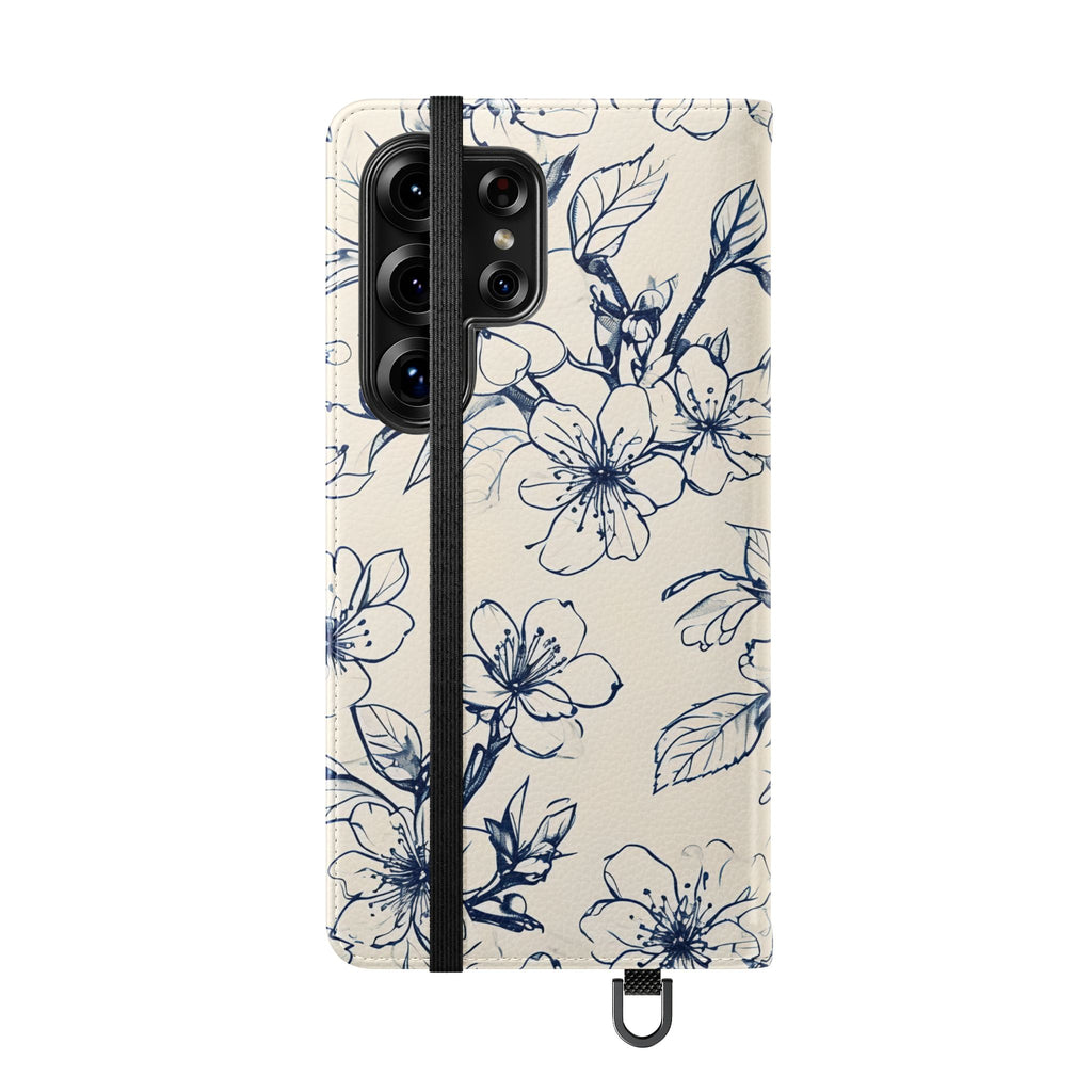 Blossom Sketch - Minimalist Floral Flip Phone Case for Samsung Galaxy S25 Ultra
