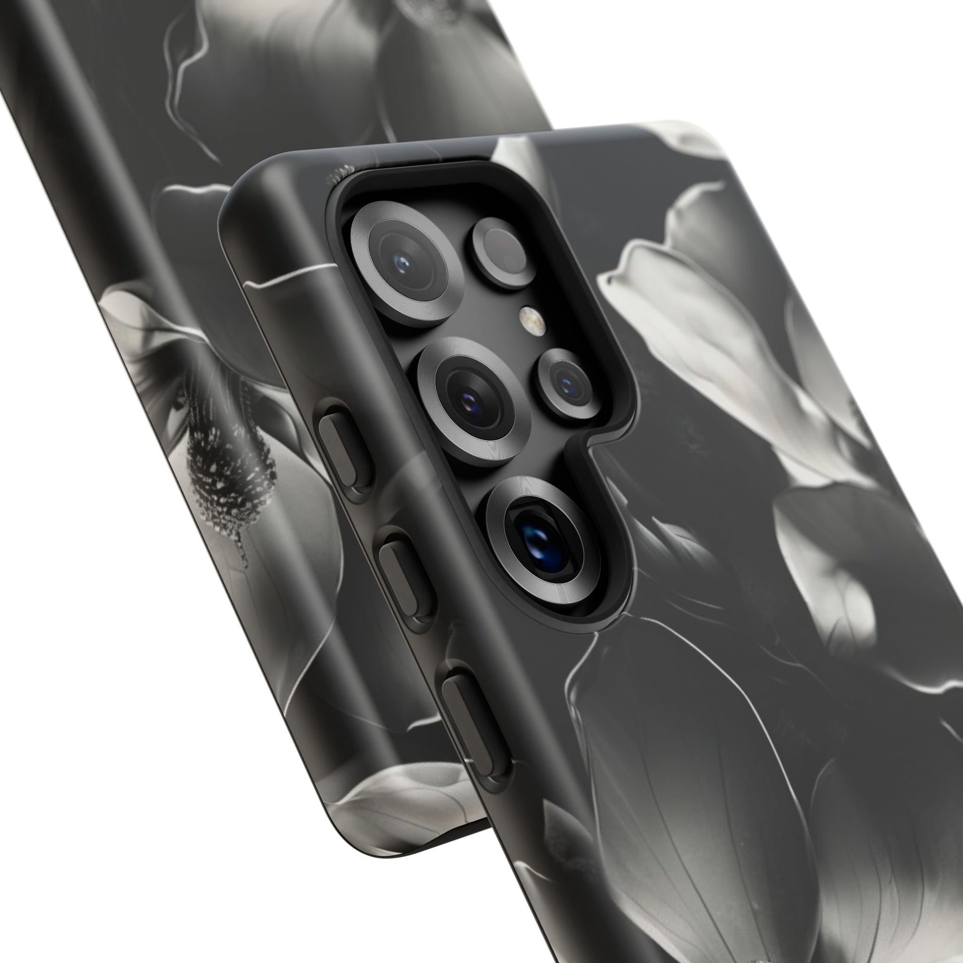 Monochrome Magnolia - Elegant Black & White Floral Samsung Galaxy S25 Ultra Tough Phone Case - Artistic Magnolia Design